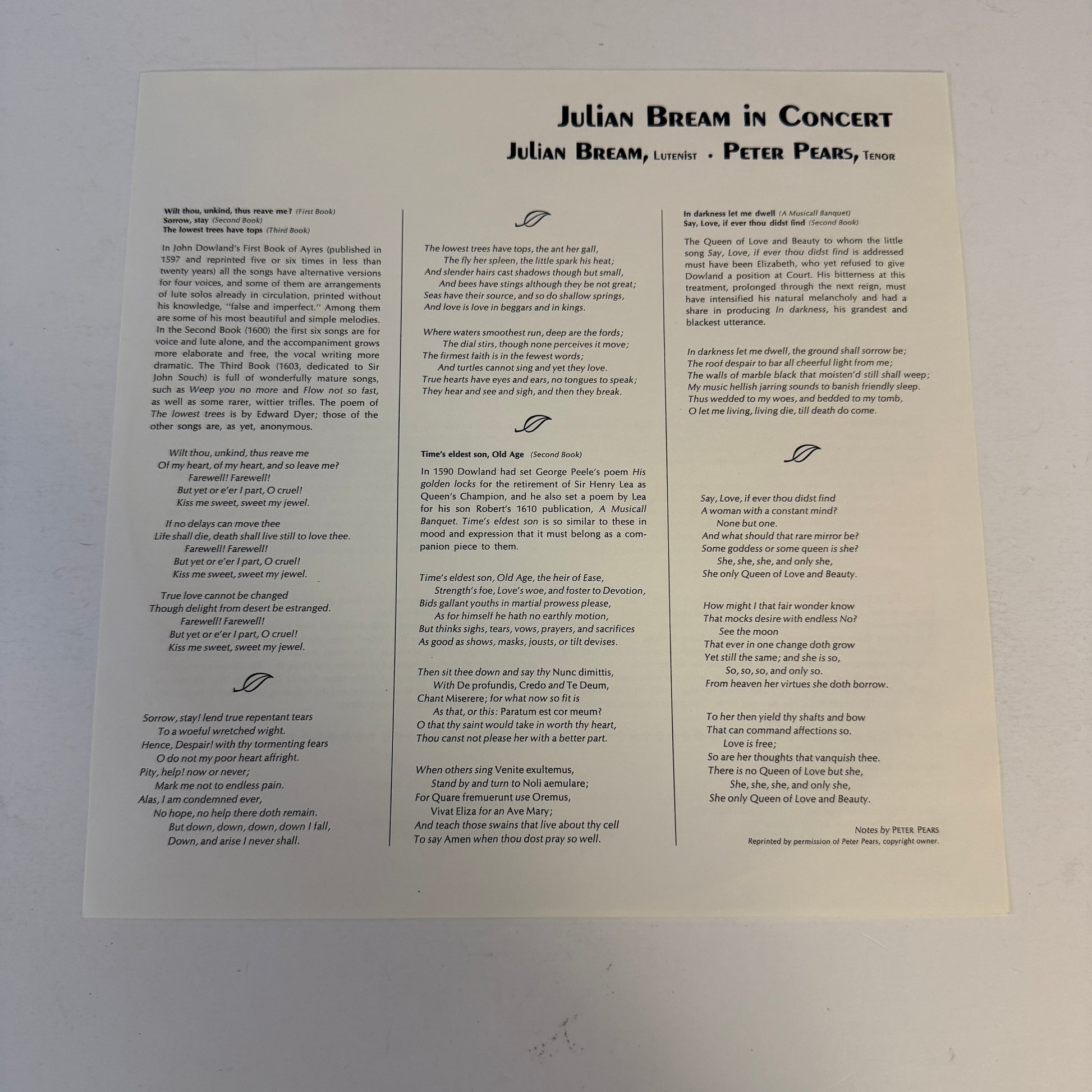 Julian Bream Julian Bream In Concert Used Vinyl LP VG+\VG+