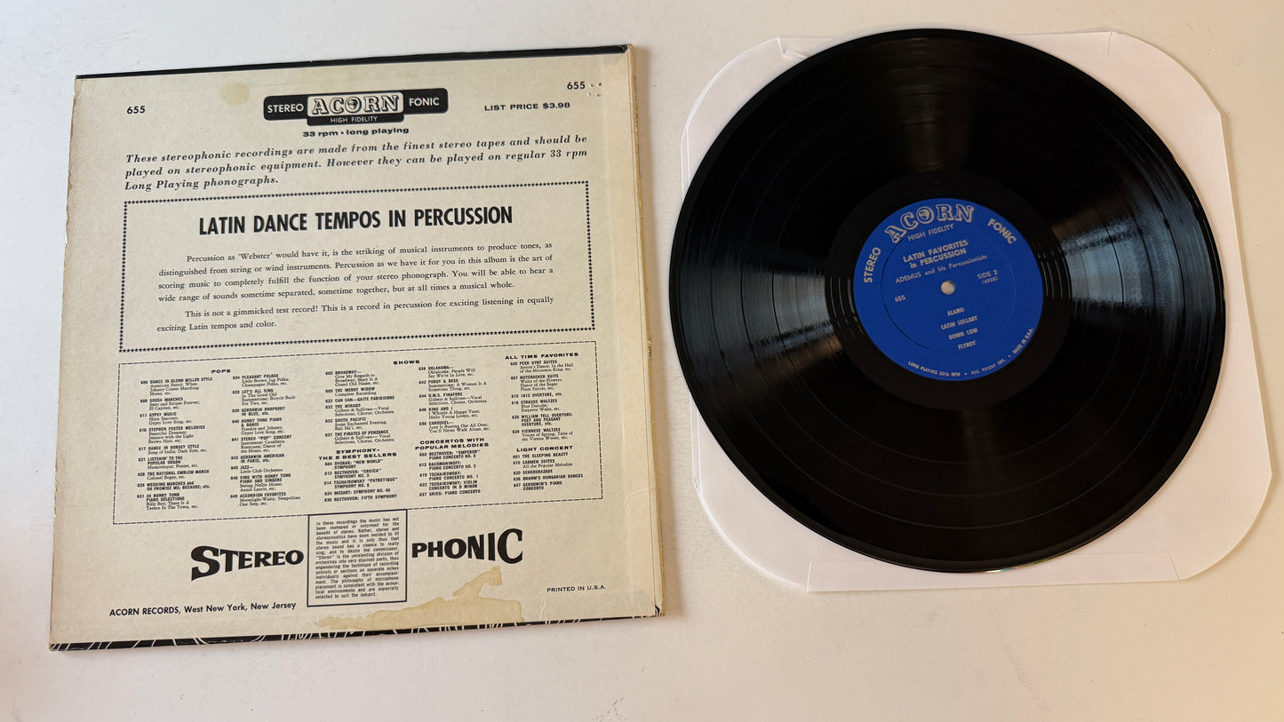 Ademus And His Percussionists Latin Favorites In Percussion Used Vinyl LP VG+\VG