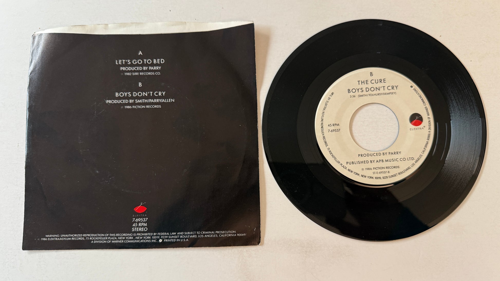 The Cure Let's Go To Bed Used 45 RPM 7" Vinyl VG+\