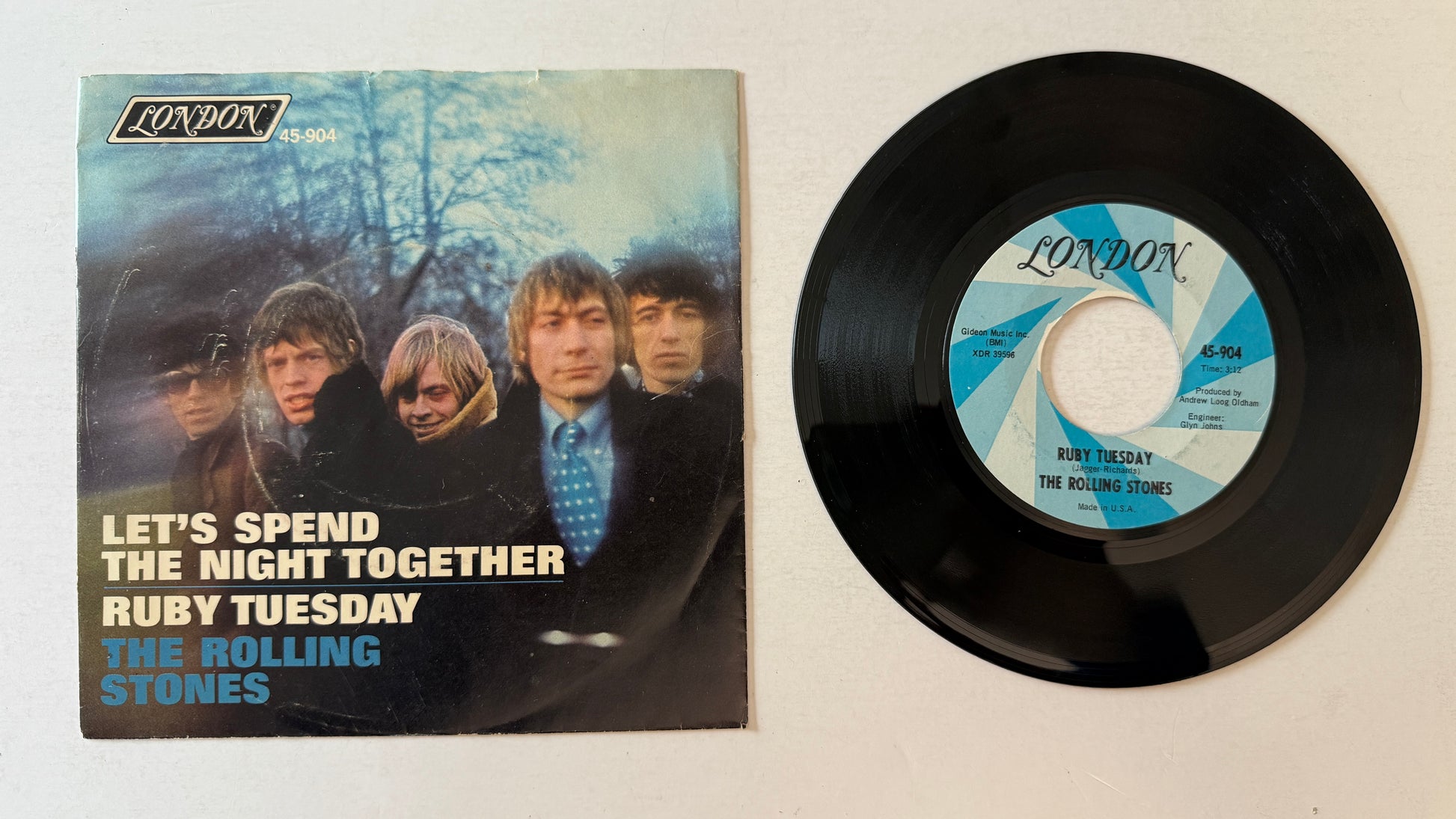 The Rolling Stones Let's Spend The Night Together / Ruby Tuesday Used 45 RPM 7" Vinyl VG+\