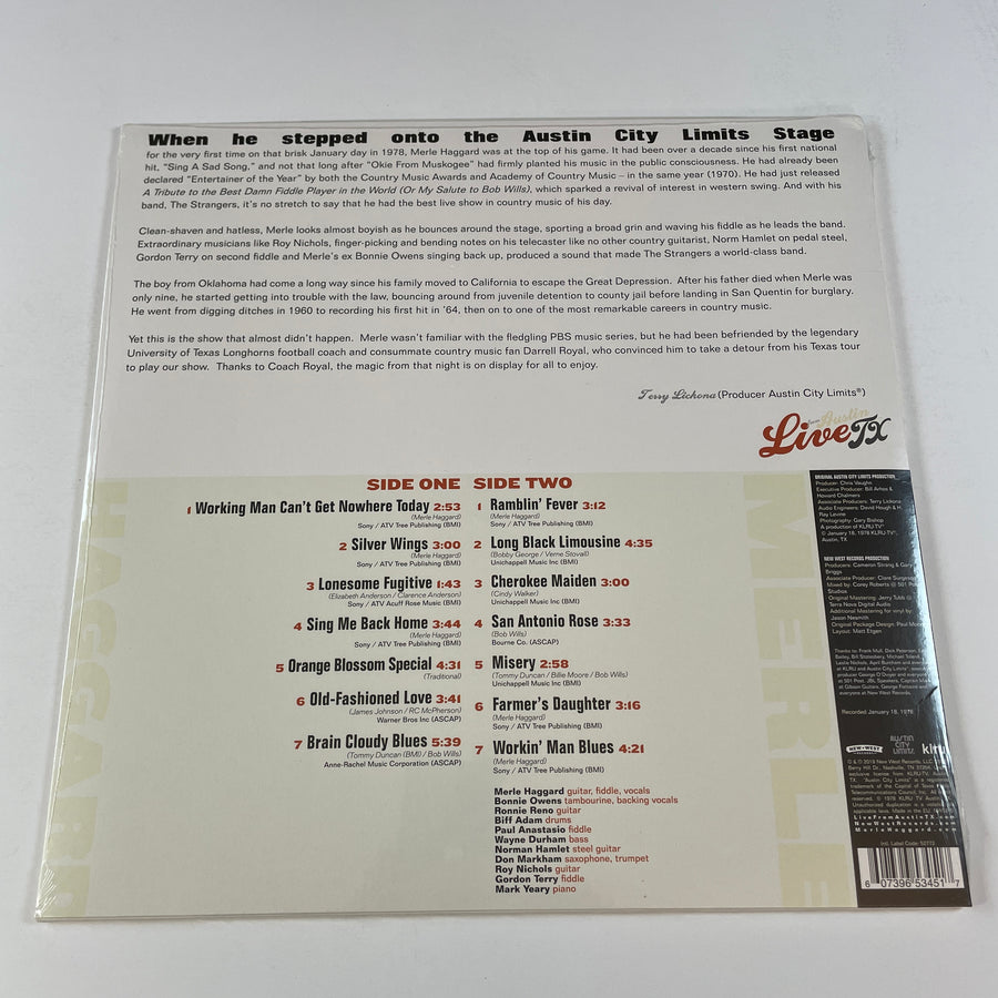 Merle Haggard Live From Austin TX (1978) New Vinyl LP M\M