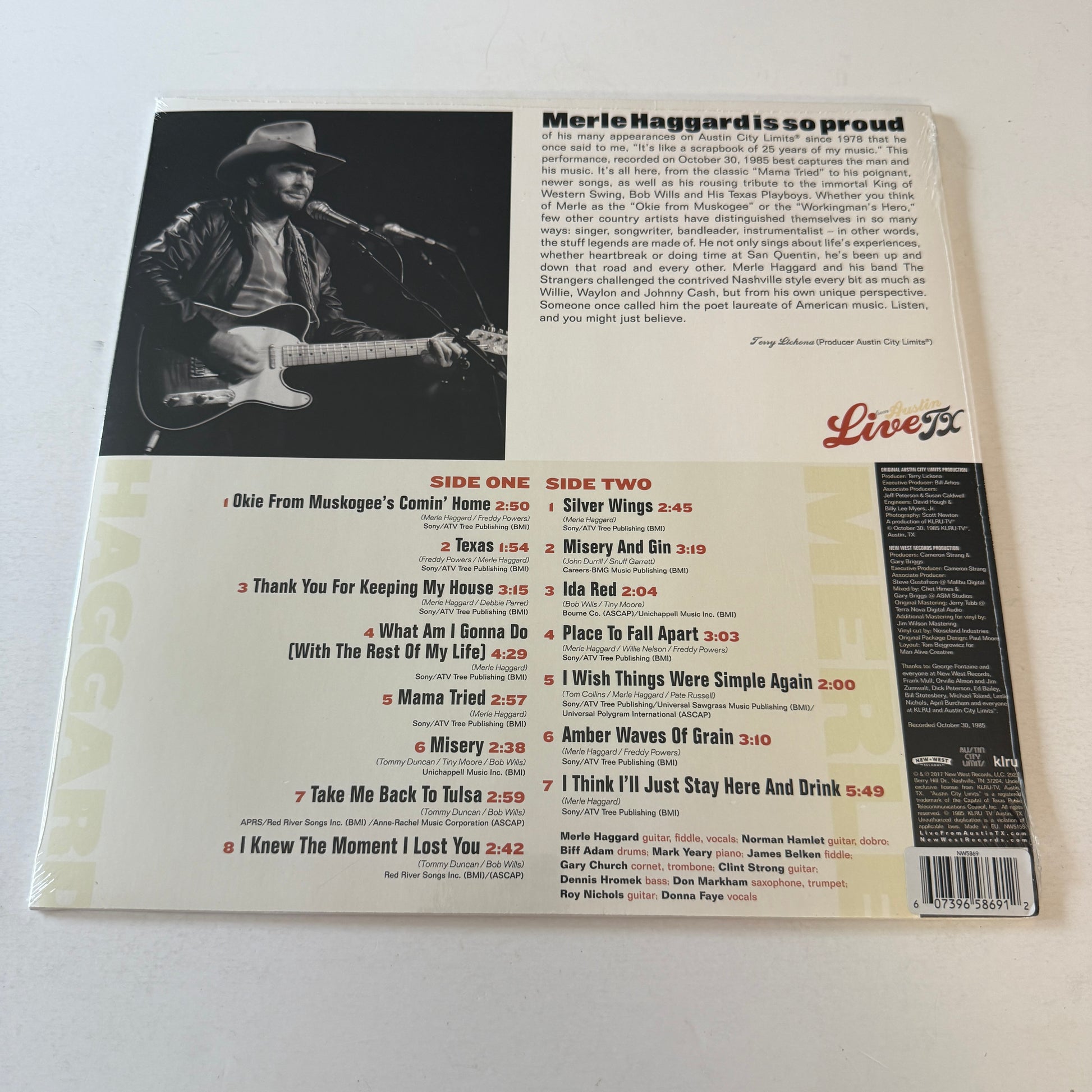 Merle Haggard Live From Austin TX New Colored Vinyl LP M\M