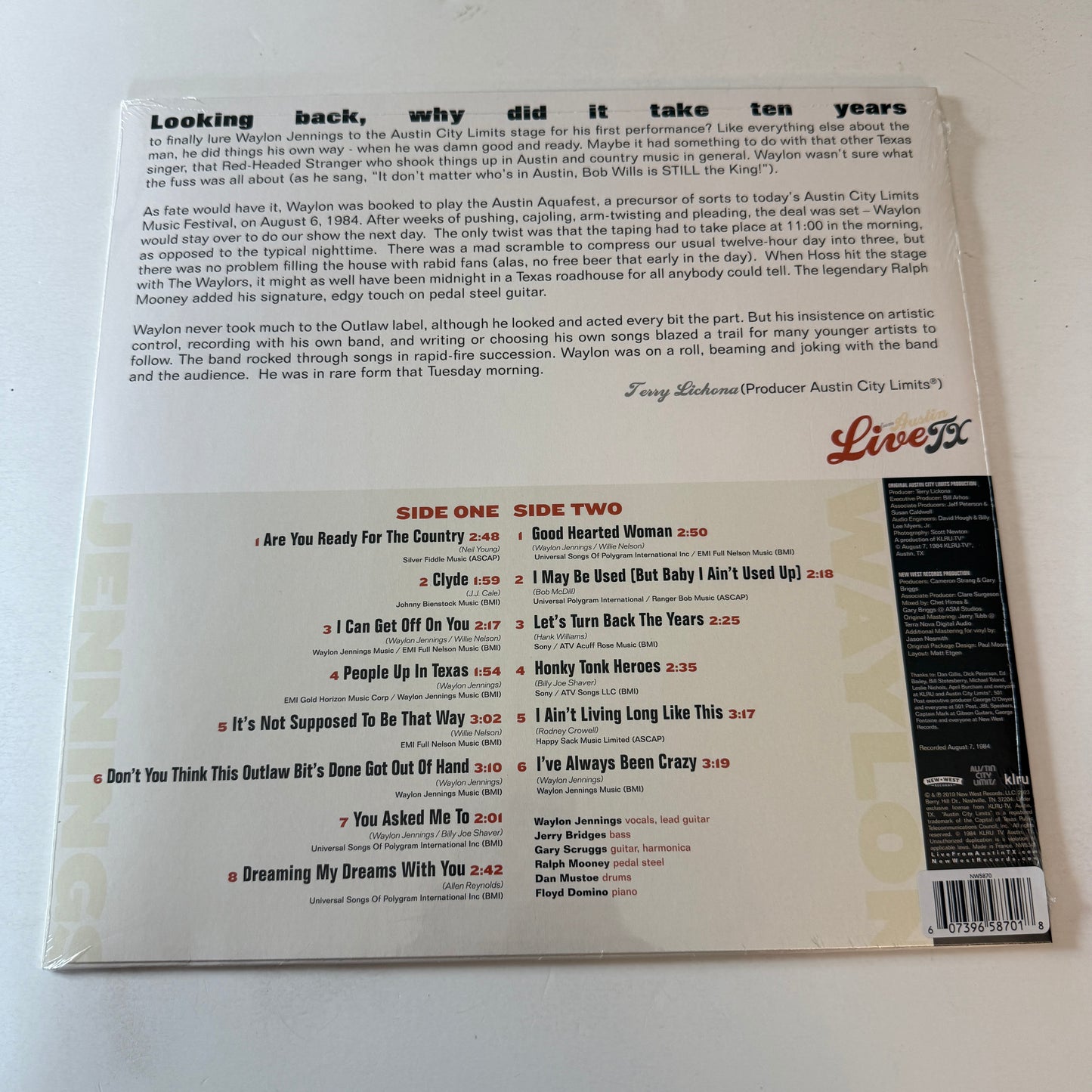 Waylon Jennings Live From Austin, TX New Vinyl LP M\M