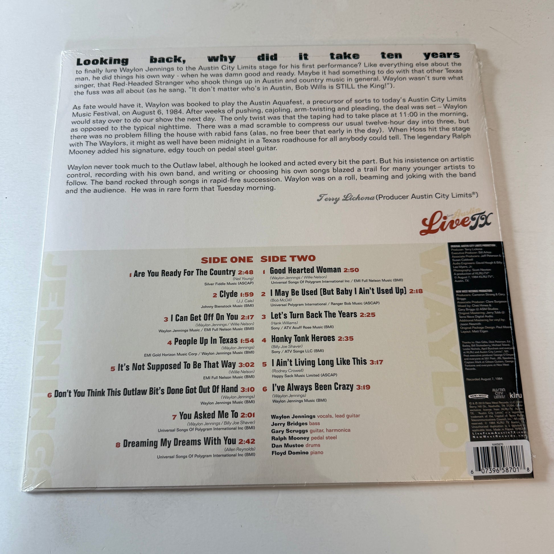 Waylon Jennings Live From Austin, TX New Vinyl LP M\M