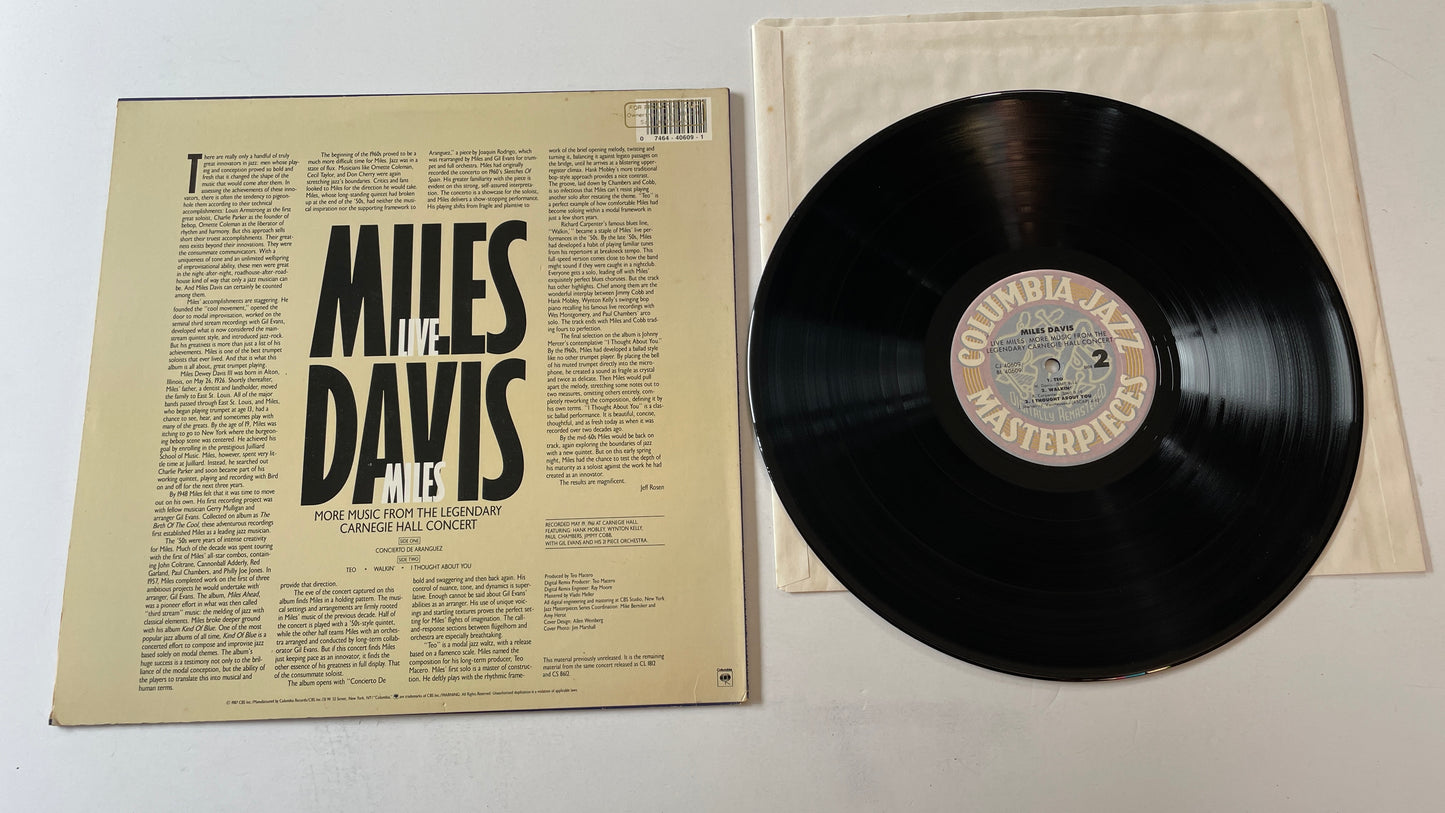 Miles Davis Live Miles: More Music From The Legendary Carnegie Hall Concert Used Vinyl LP VG+\VG+