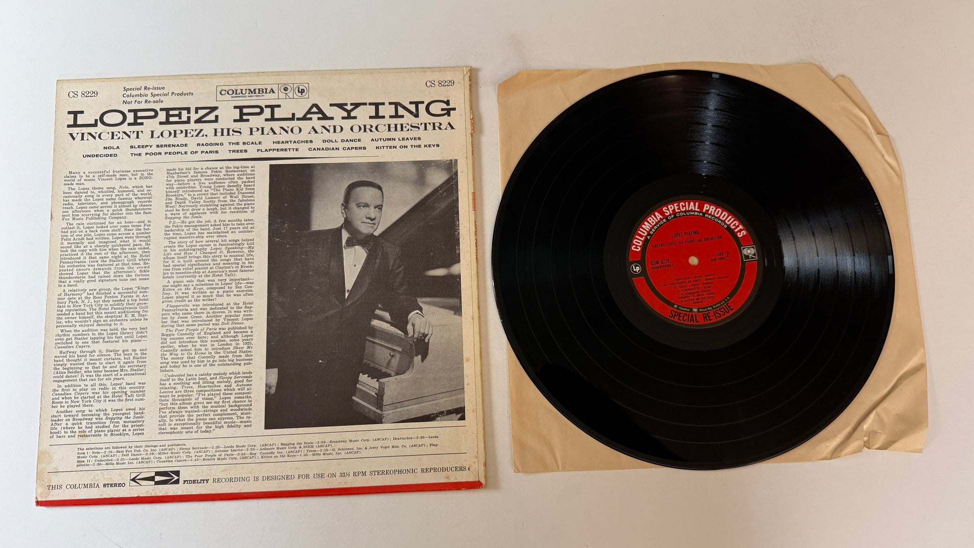 Vincent Lopez And His Orchestra Lopez Playing Used Vinyl LP VG+\VG+