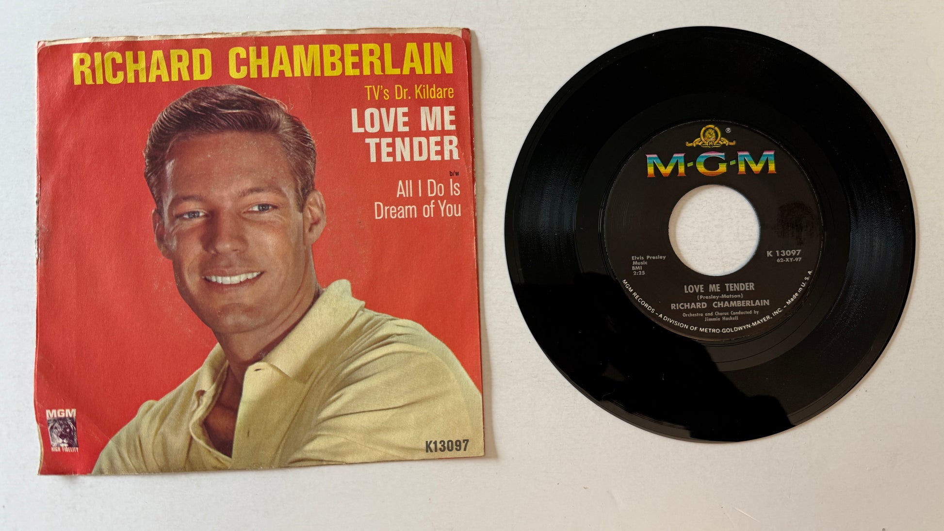 Richard Chamberlain Love Me Tender Used 45 RPM 7" Vinyl VG+\