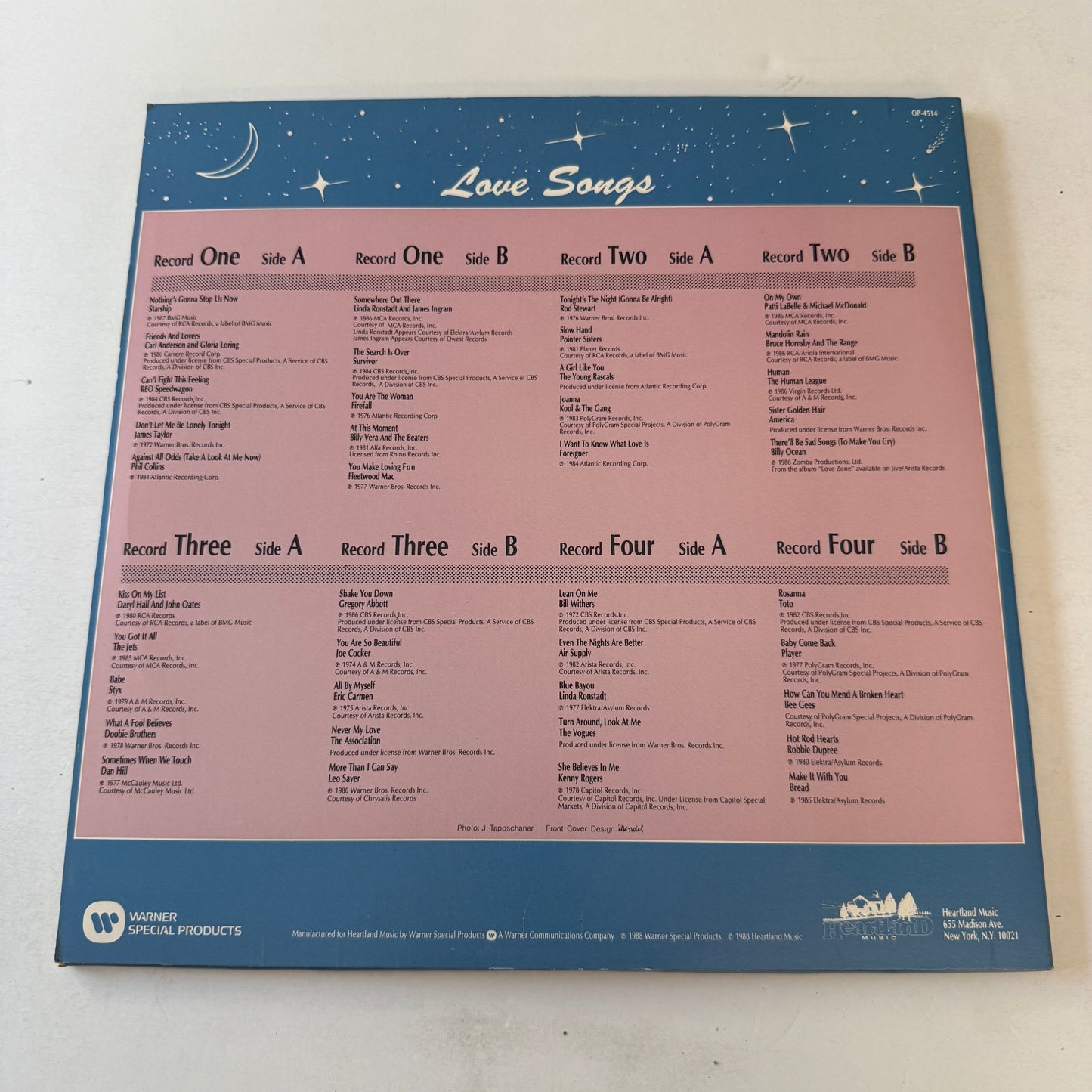 Various Love Songs Used Vinyl 4LP VG+\VG
