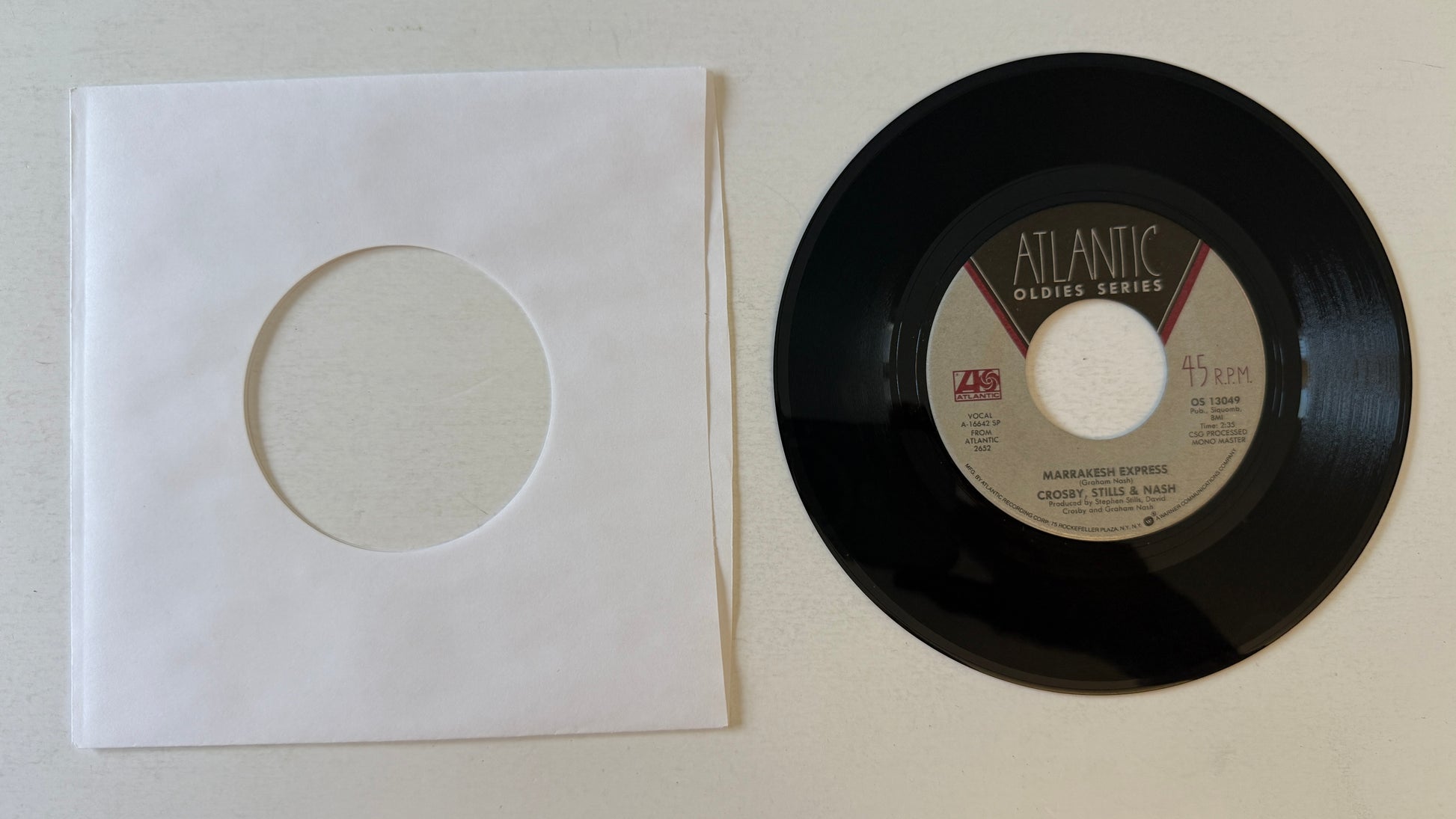 Crosby, Stills & Nash Marrakesh Express / Suite: Judy Blue Eyes Used 45 RPM 7" Vinyl VG+\