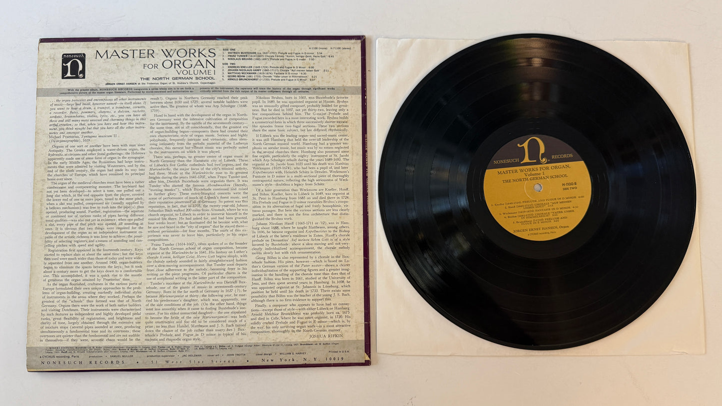 Jørgen Ernst Hansen Master Works For Organ, Volume 1 - The North German School Used Vinyl LP VG+\VG