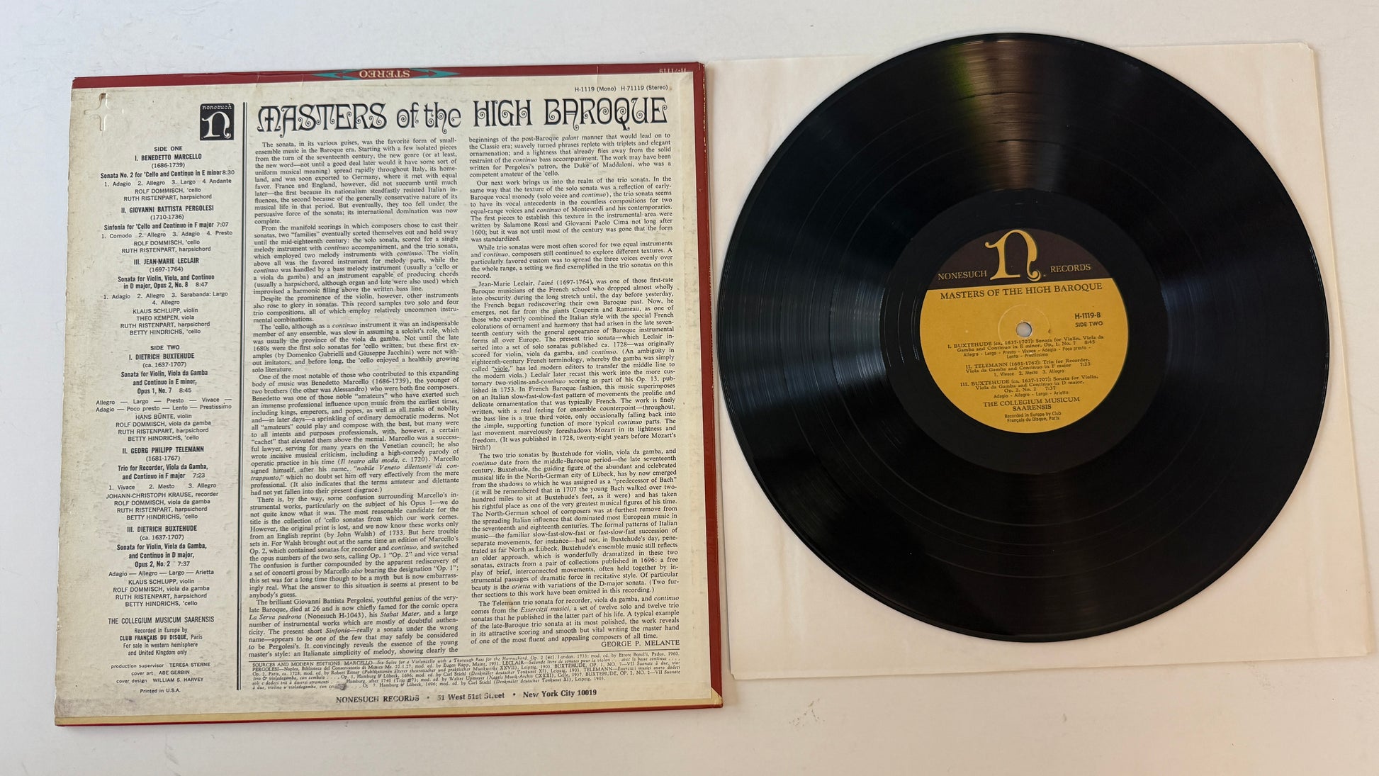 Collegium Musicum Saarensis Masters Of The High Baroque Used Vinyl LP VG+\VG+