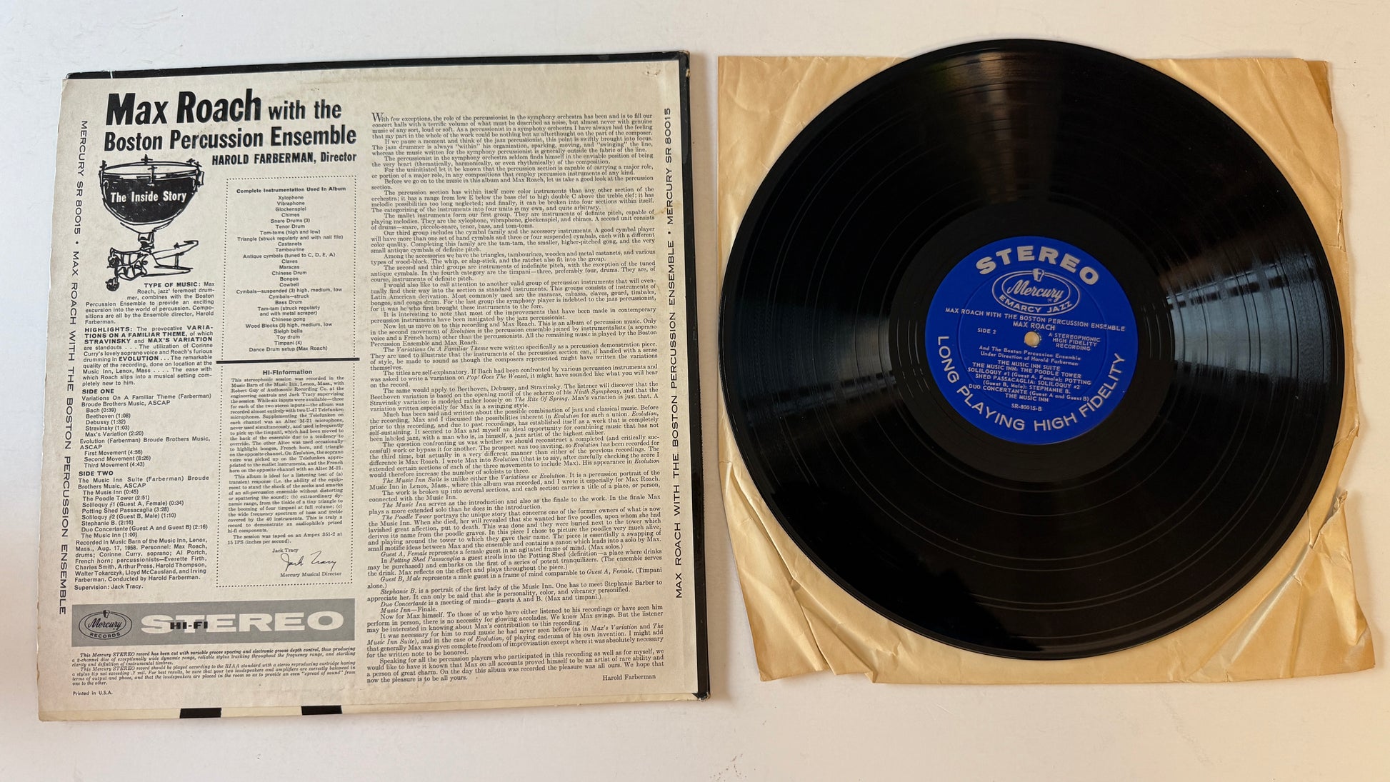 Max Roach Max Roach With The Boston Percussion Ensemble Used Vinyl LP VG+\VG+