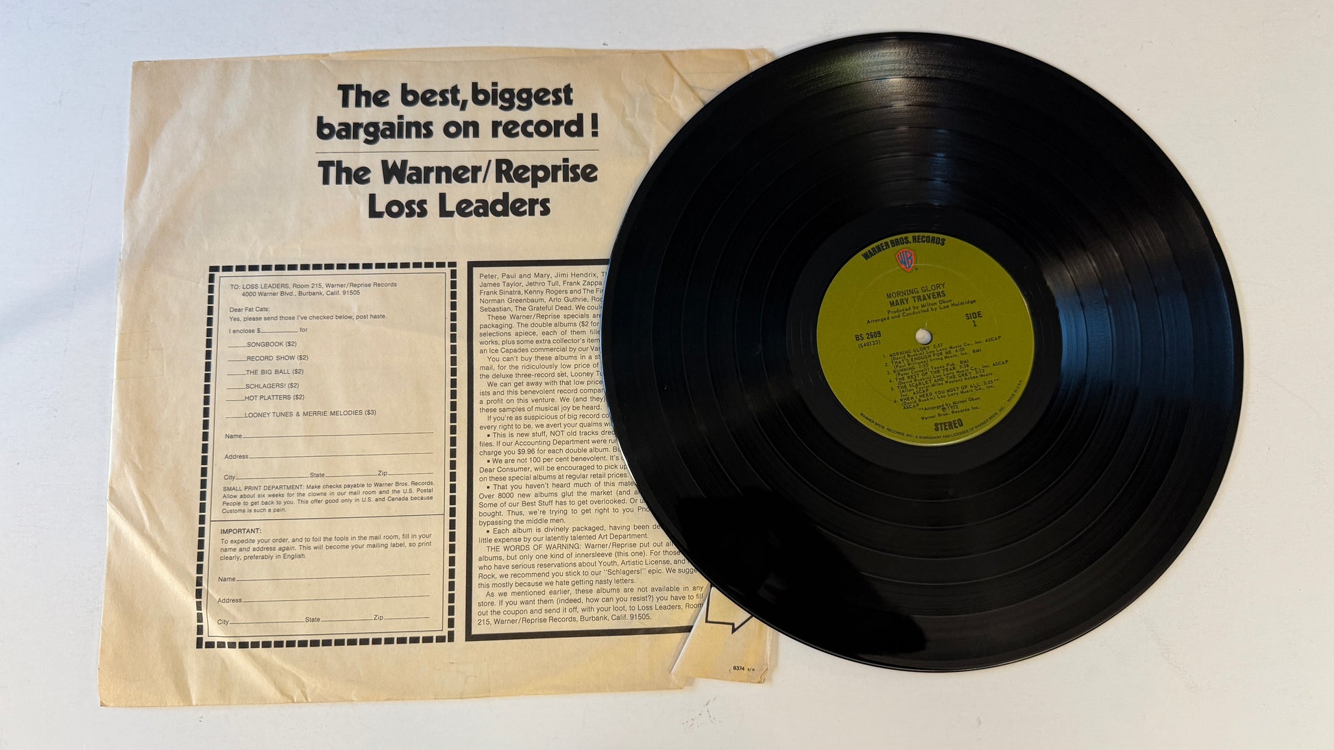 Mary Travers Morning Glory Used Vinyl LP VG+\VG