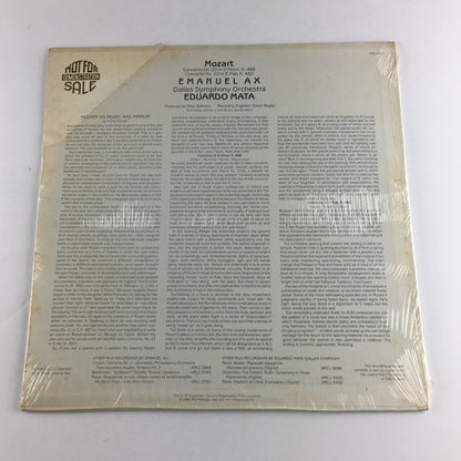 Mozart, Emanuel Ax, Eduardo Mata Mozart Concertos Used Vinyl LP M\VG+