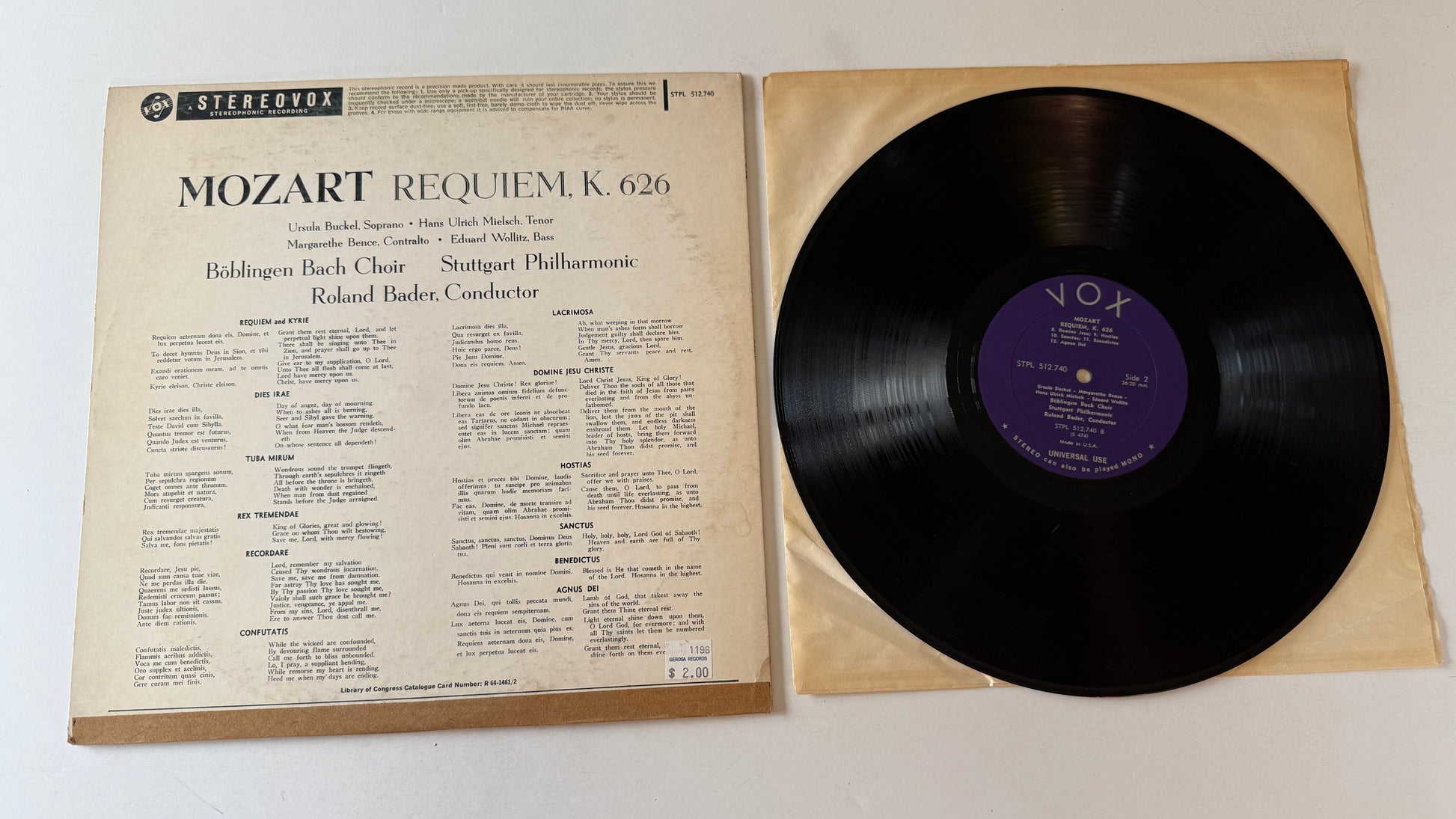 Wolfgang Amadeus Mozart Mozart Requiem, K. 626 Used Vinyl LP VG+\VG