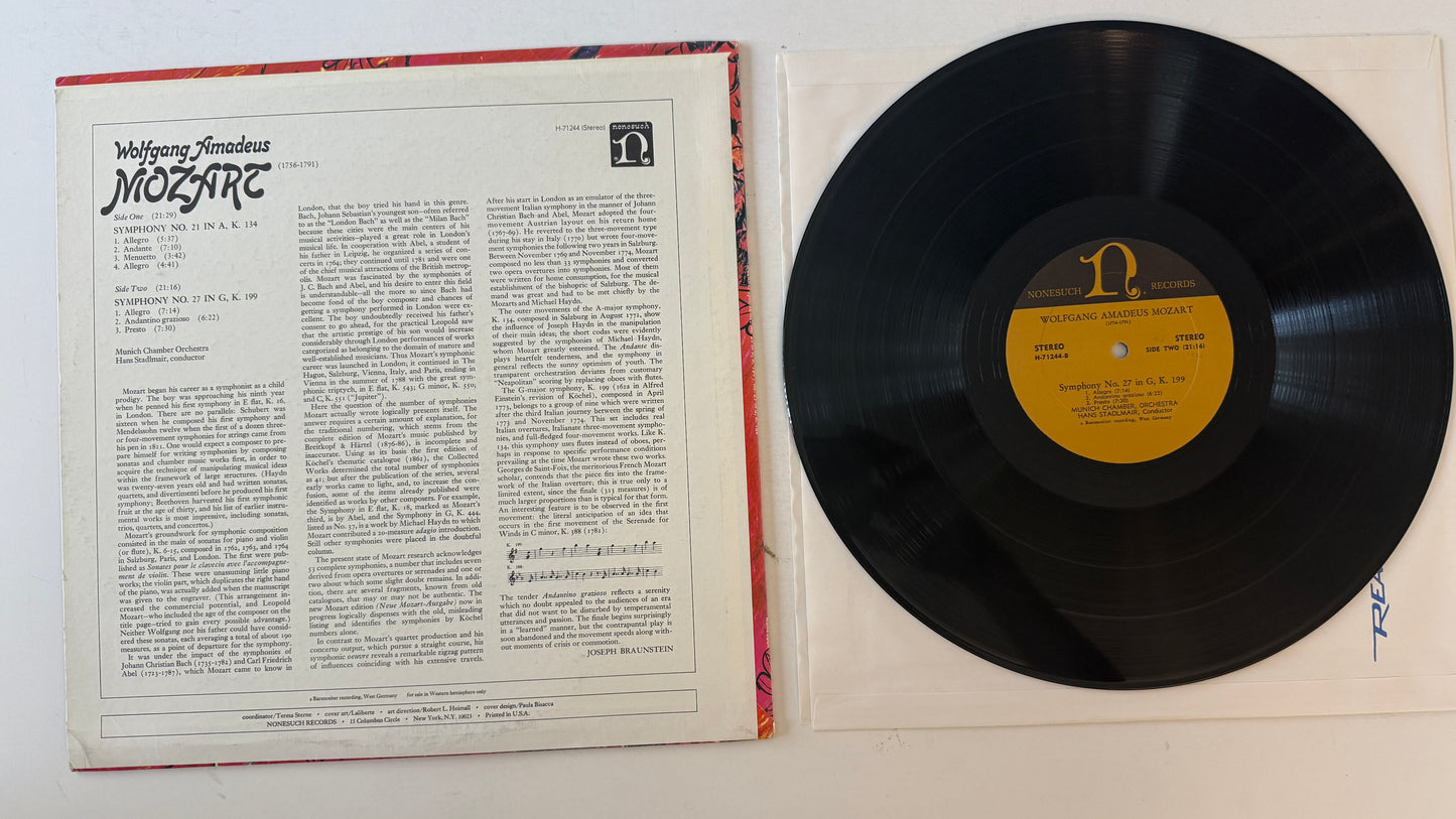 Münchener Kammerorchester Mozart, Symphony No. 21 in A, Symphony No. 27 in G Used Vinyl LP VG+\VG+