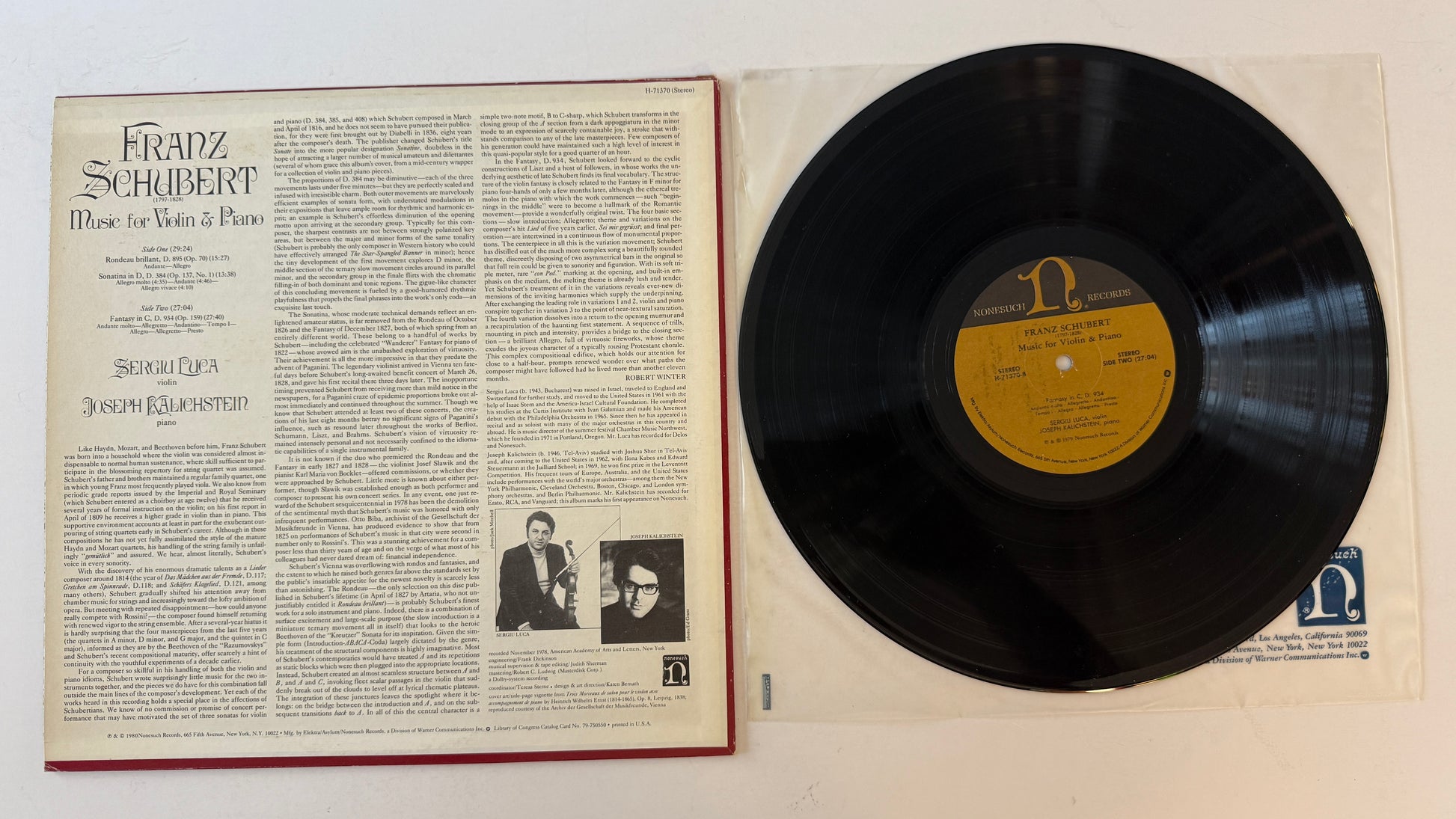 Franz Schubert Music For Violin & Piano Used Vinyl LP VG+\VG