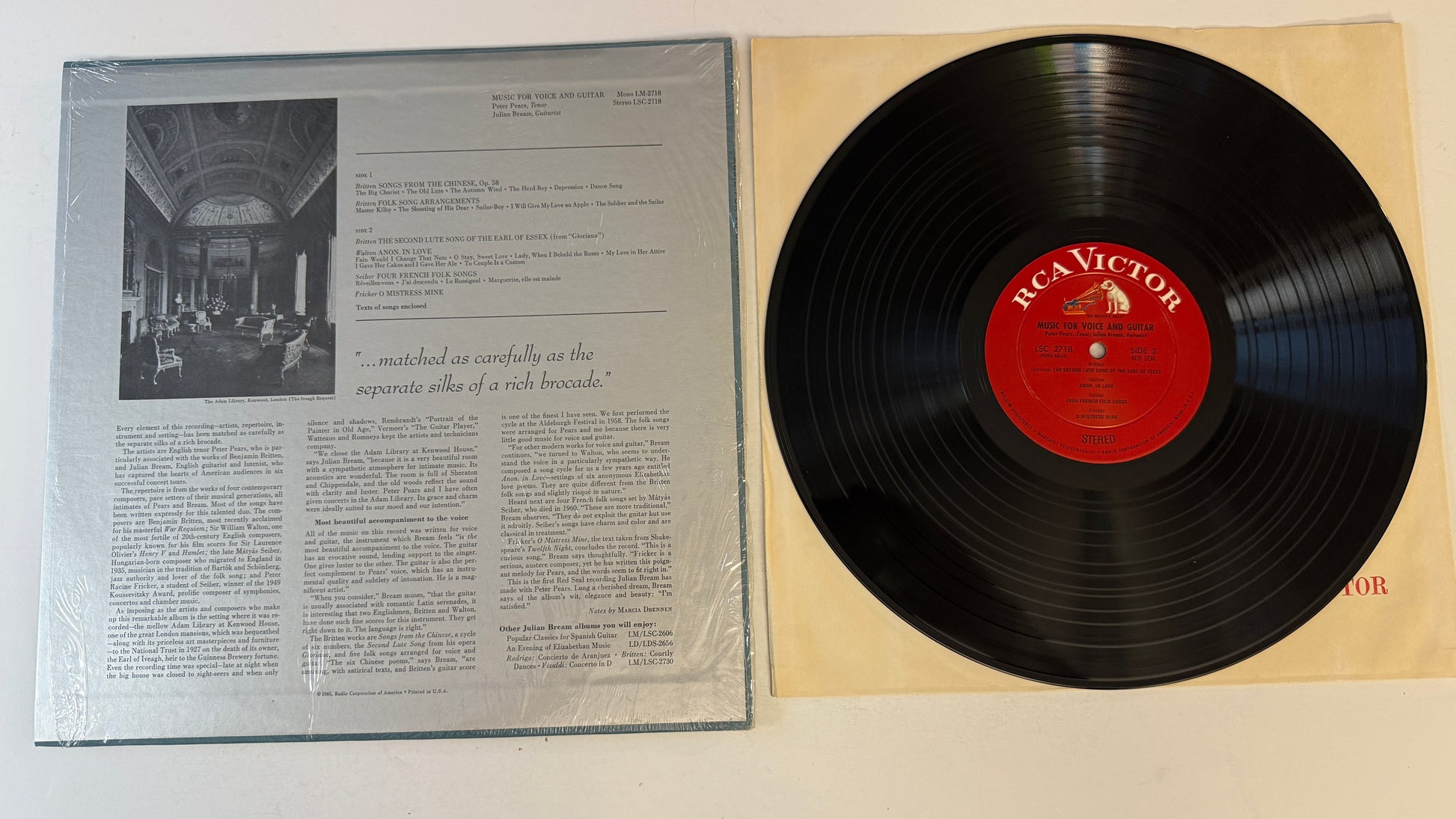 Peter Pears Music For Voice And Guitar Used Vinyl LP VG+\VG+