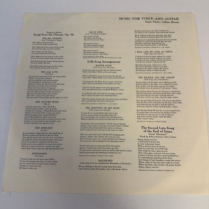 Peter Pears Music For Voice And Guitar Used Vinyl LP VG+\VG+
