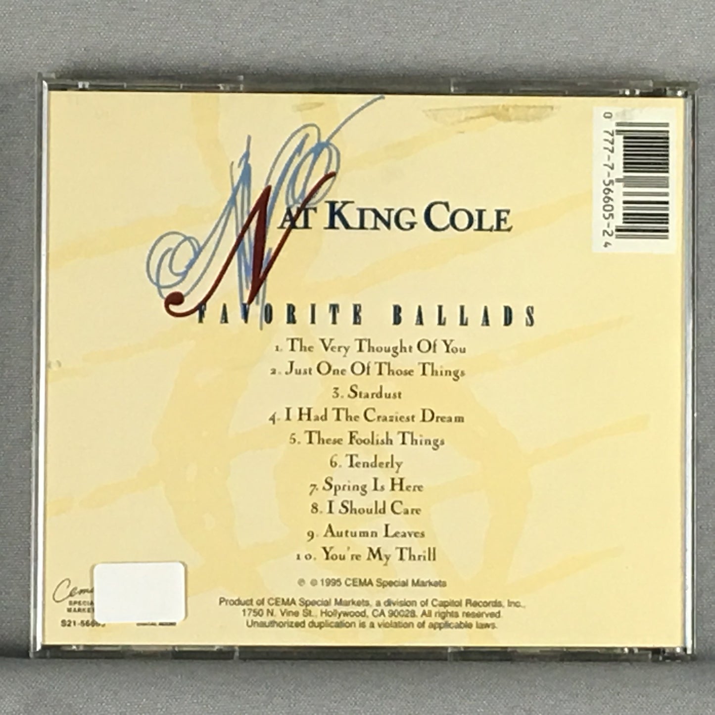 Nat King Cole ‎ Favorite Ballads Used CD VG+\VG+