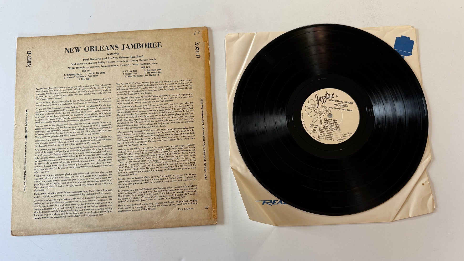 Paul Barbarin And His Jazz Band New Orleans Jamboree Used Vinyl LP VG+\G+