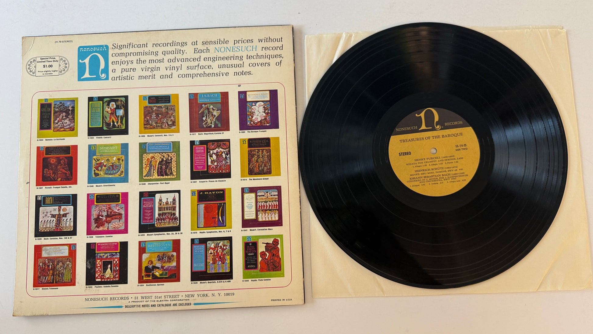 Antonio Vivaldi Nonesuch Presents: Treasures Of The Baroque Used Vinyl LP VG+\VG