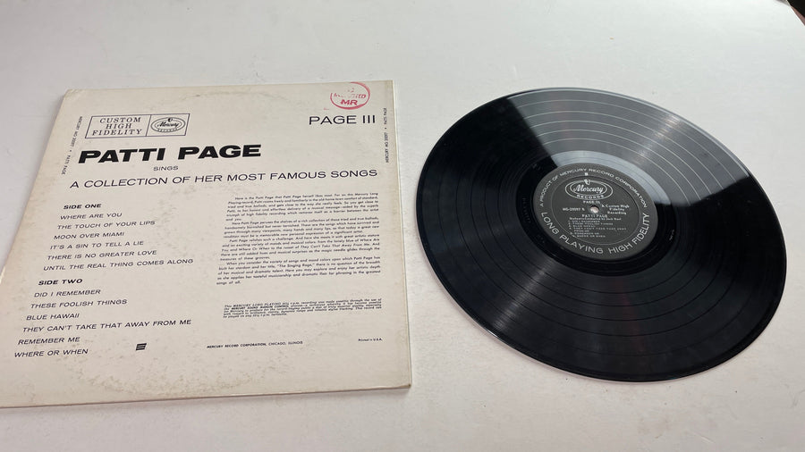 Patti Page Page 3 A Collection Of Her Most Famous Songs Used Vinyl LP VG+\VG+