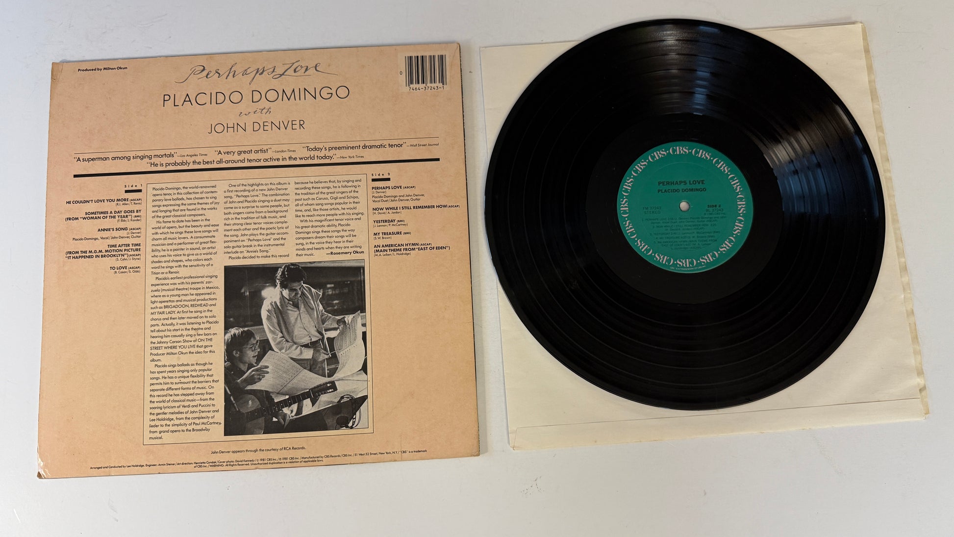 Placido Domingo Perhaps Love Used Vinyl LP VG+\VG