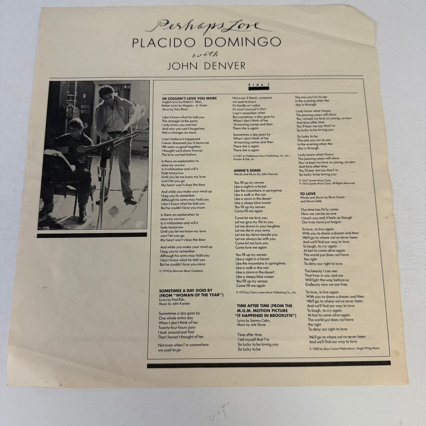 Placido Domingo Perhaps Love Used Vinyl LP VG+\VG