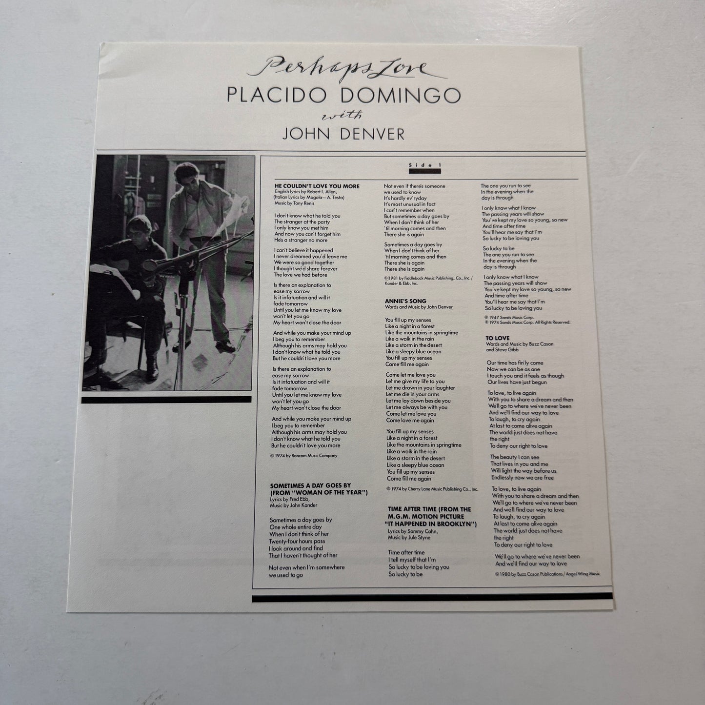 Placido Domingo Perhaps Love Used Vinyl LP VG+\VG+