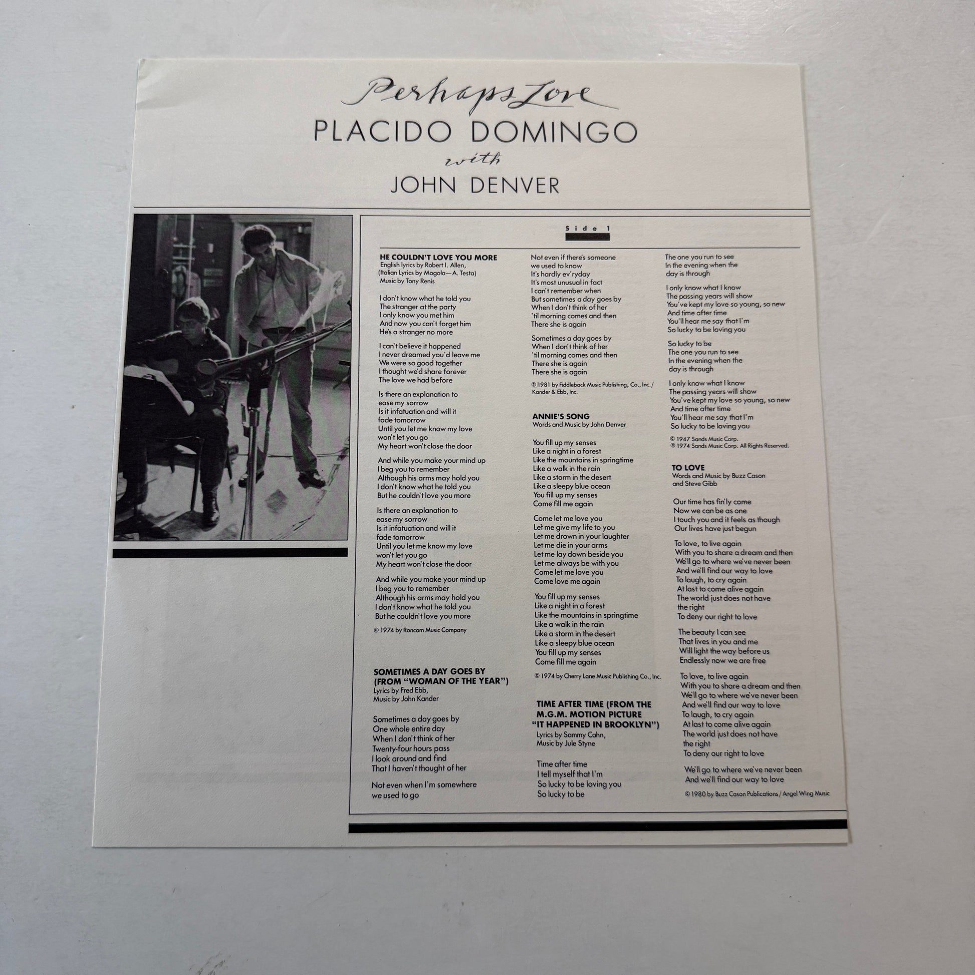 Placido Domingo Perhaps Love Used Vinyl LP VG+\VG+