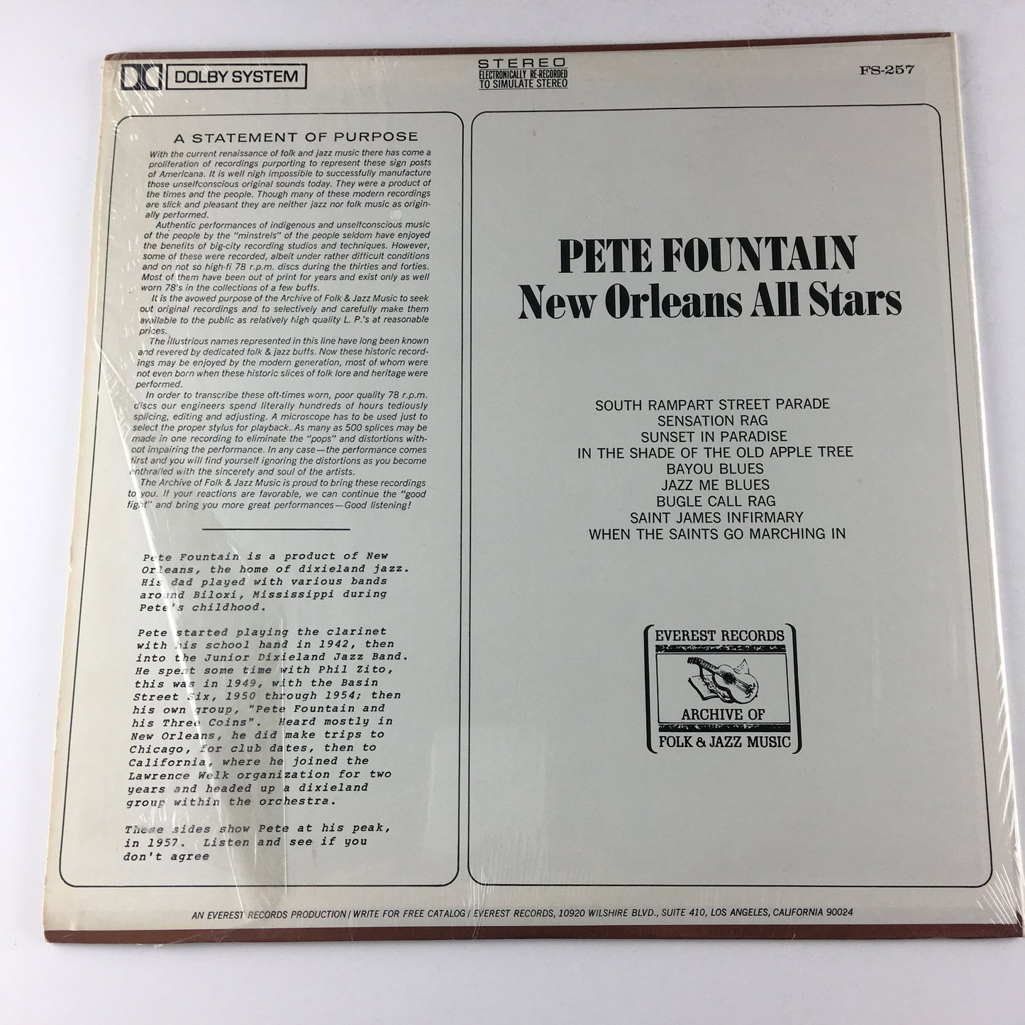 Pete Fountain New Orleans All Stars Used Vinyl LP VG+\VG+