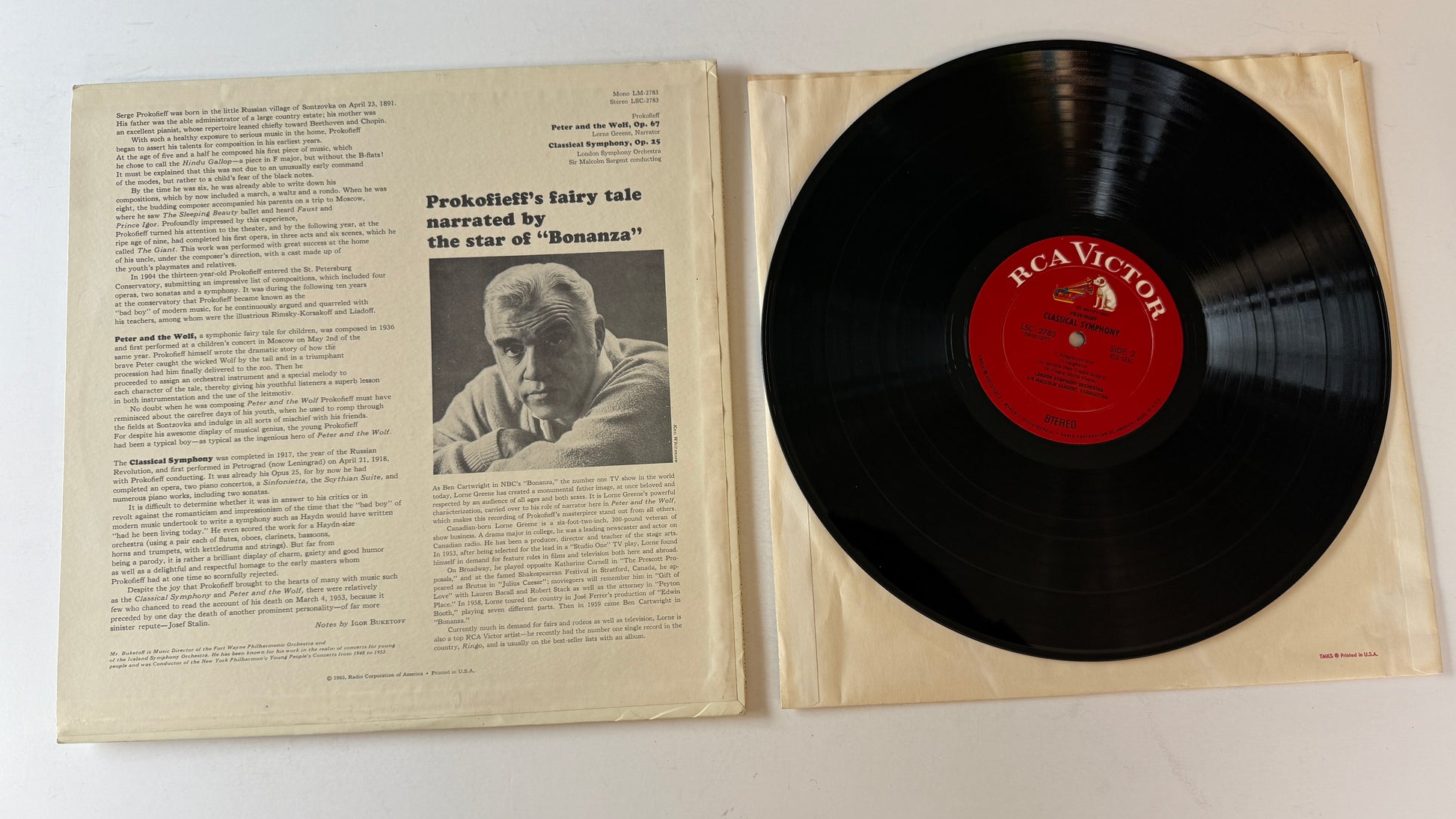 Sergei Prokofiev Peter And The Wolf (Narrated By Lorne Greene) / Classical Symphony Used Vinyl LP VG+\VG+