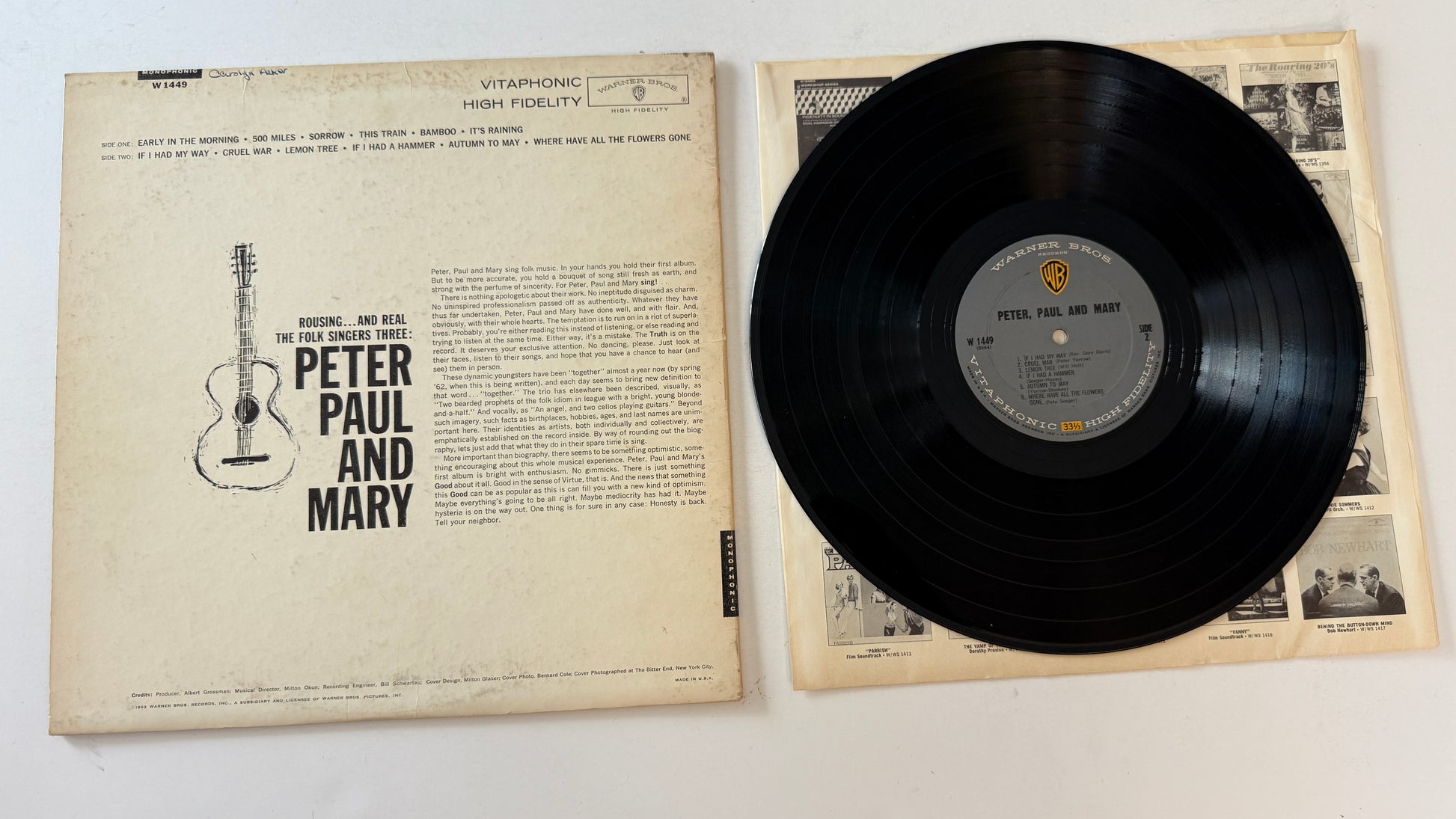 Peter, Paul & Mary Peter, Paul And Mary Used Vinyl LP VG+\VG