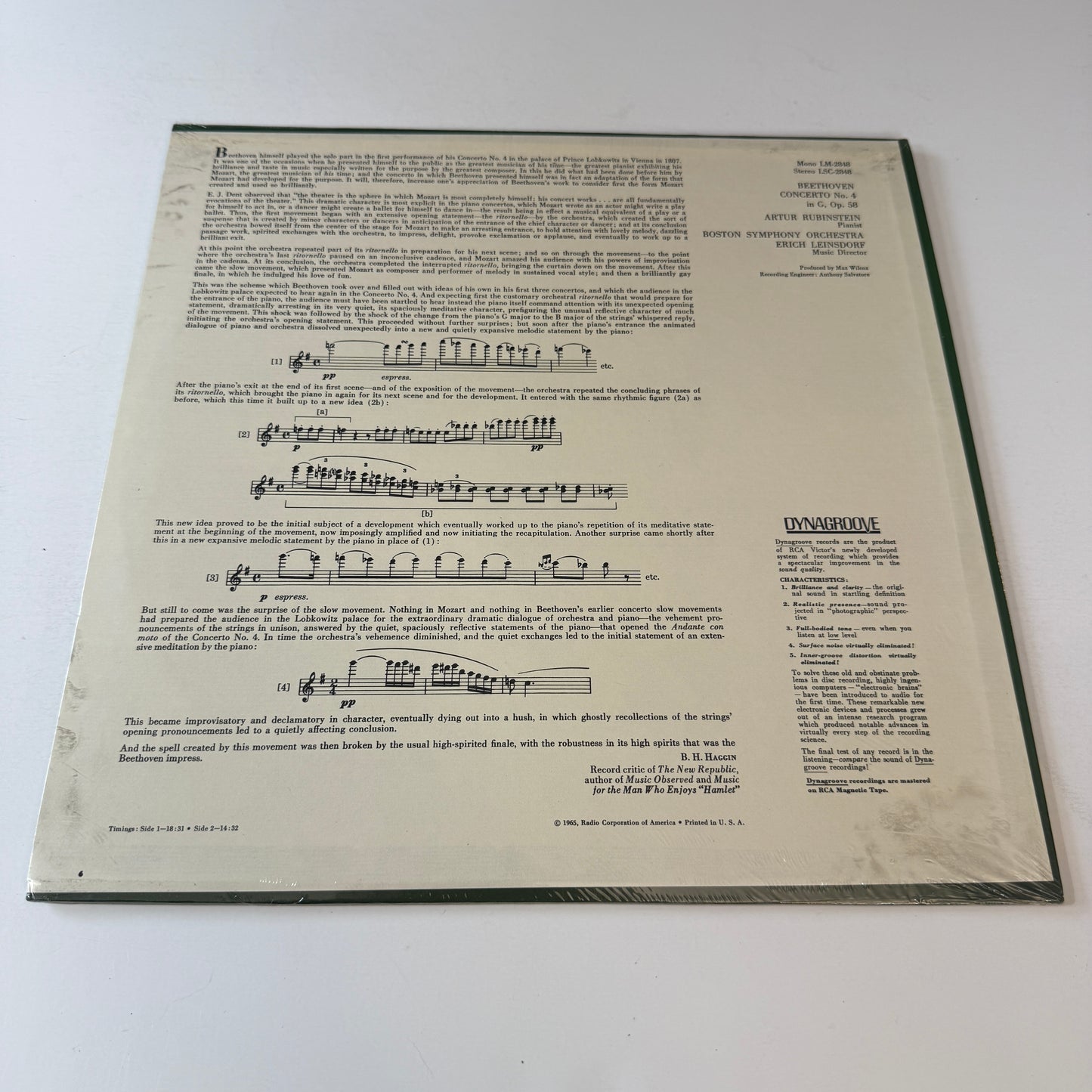 Ludwig Van Beethoven Piano Concerto No. 4 In G, Op. 58 New Vinyl LP M\VG+