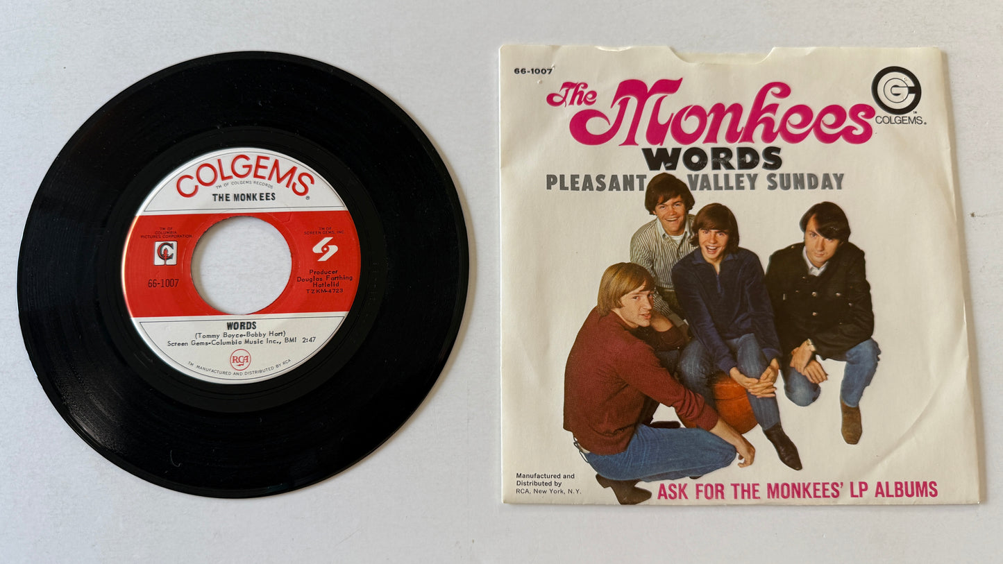 The Monkees Pleasant Valley Sunday / Words Used 45 RPM 7" Vinyl VG+\VG