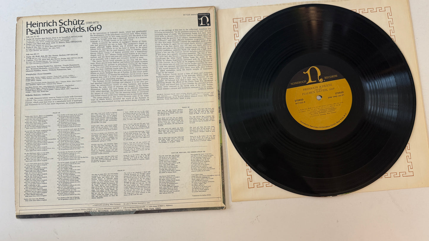 Heinrich Schütz Psalmen Davids, 1619 (Five Concertos For Soloists, Choruses & Instruments) Used Vinyl LP VG+\VG