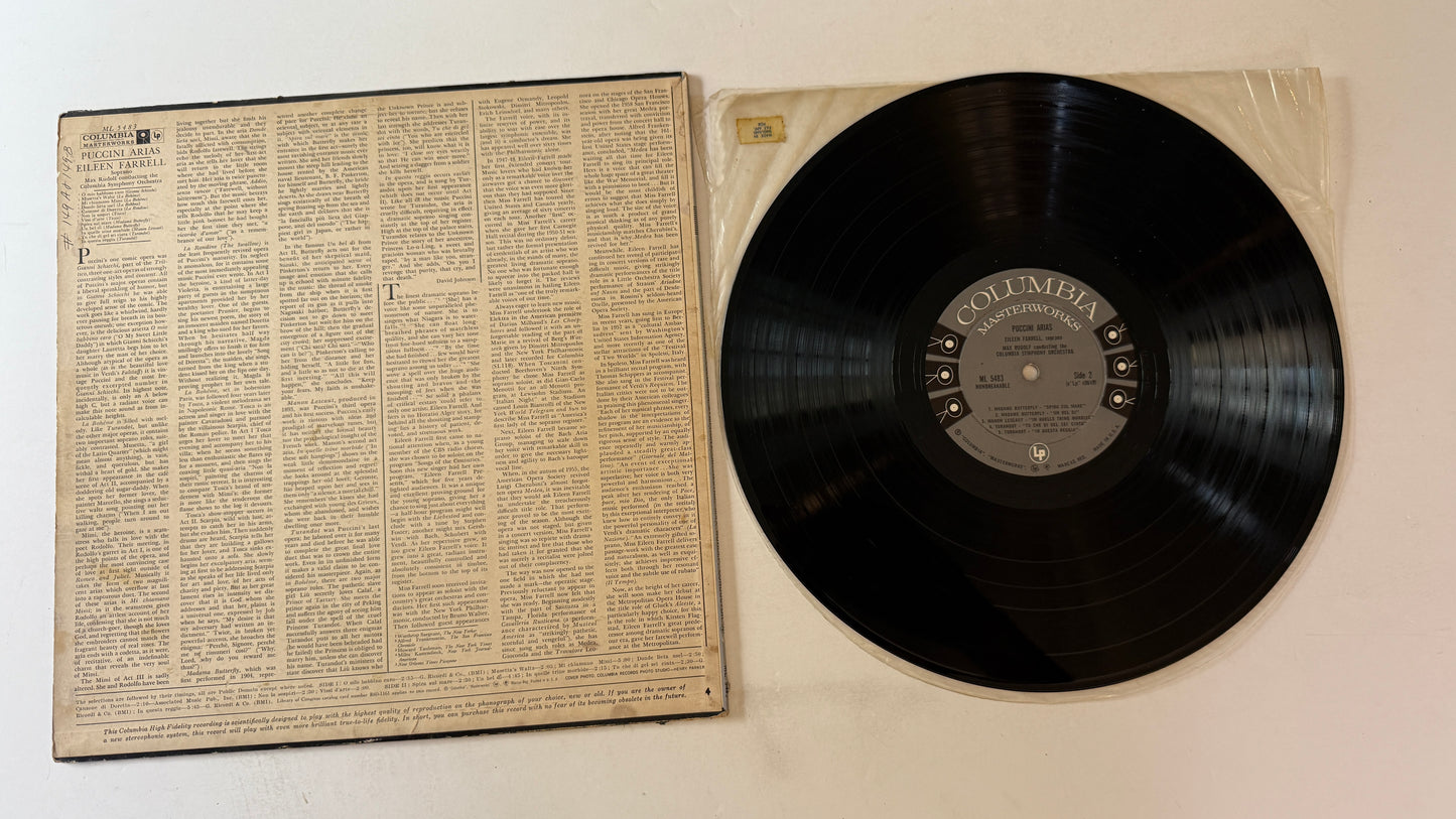 Eileen Farrell Puccini Arias Used Vinyl LP VG+\G+