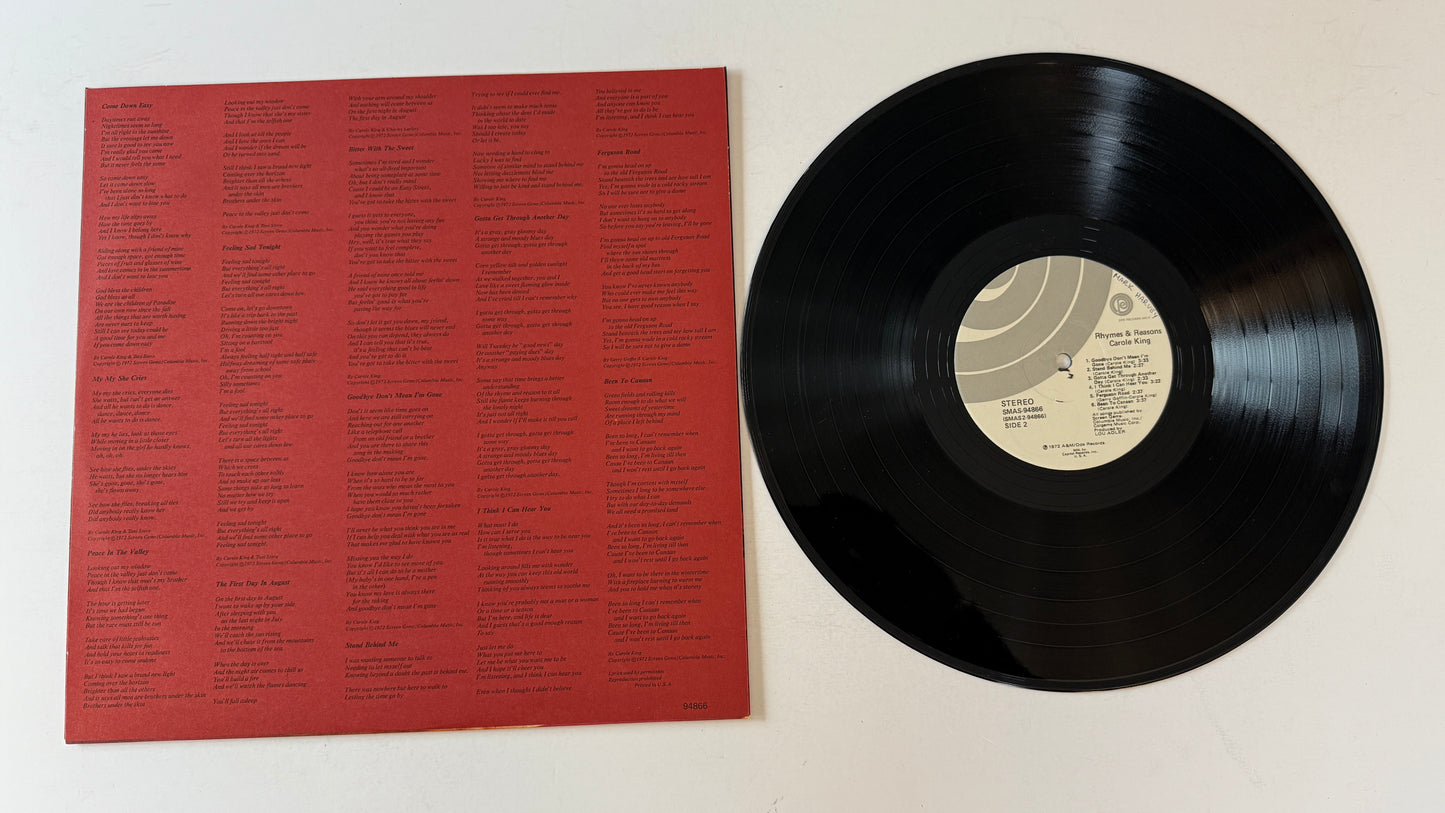 Carole King Rhymes & Reasons Used Vinyl LP VG+\VG+