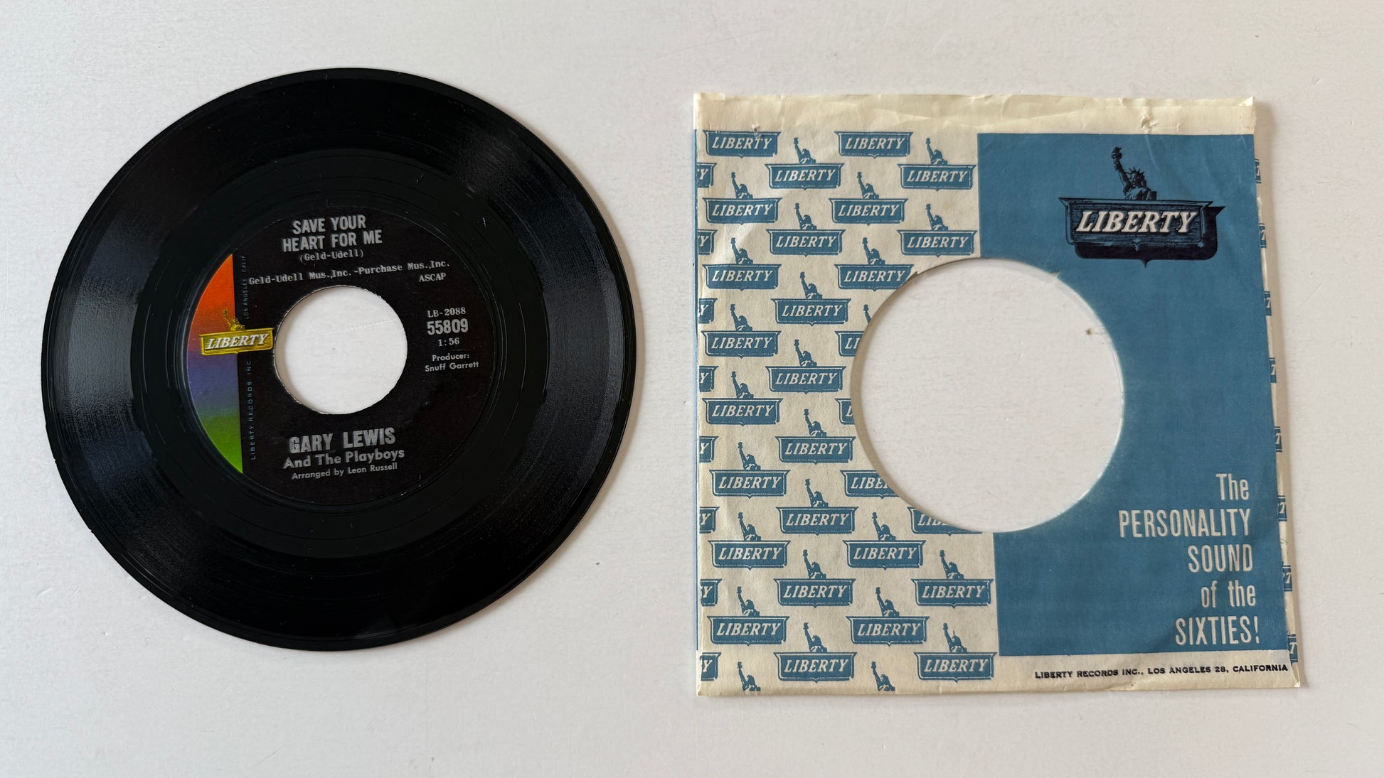 Gary Lewis & The Playboys Save Your Heart For Me Used 45 RPM 7" Vinyl VG+\VG