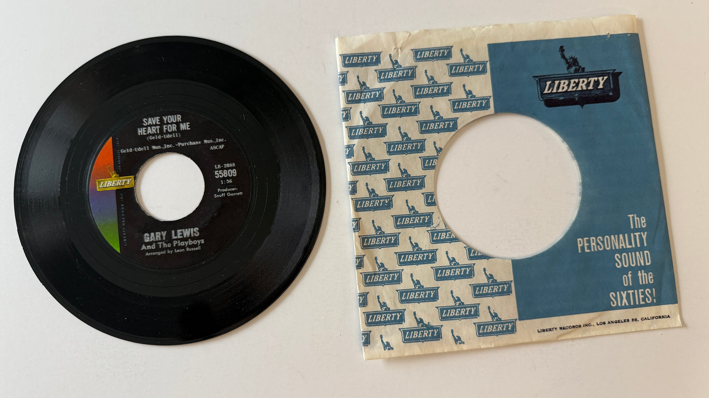 Gary Lewis & The Playboys Save Your Heart For Me Used 45 RPM 7" Vinyl VG+\