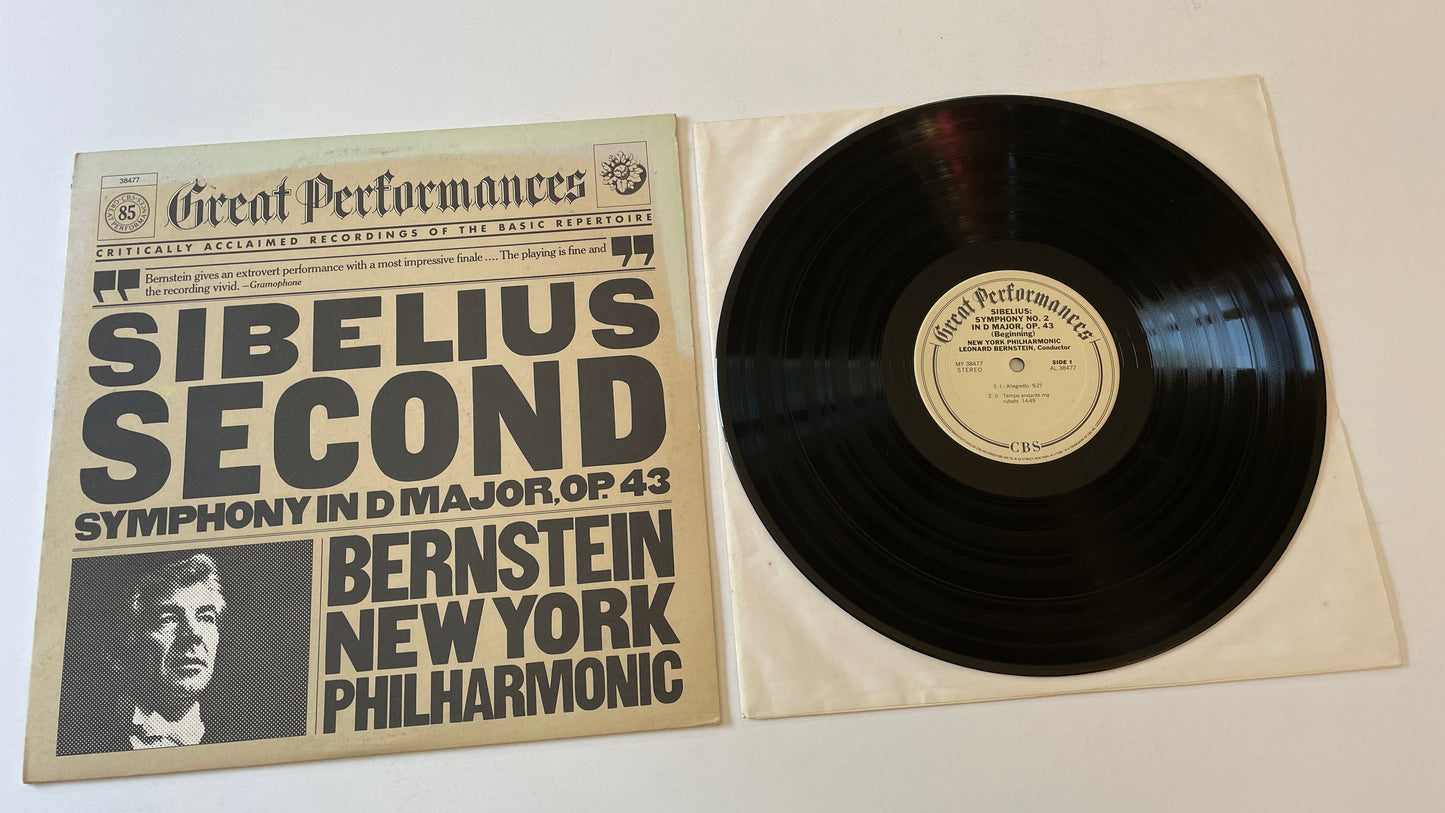 Jean Sibelius - Leonard Bernstein, New York Philha Second Symphony In D Major, Op. 43 Used Vinyl LP VG+\VG+