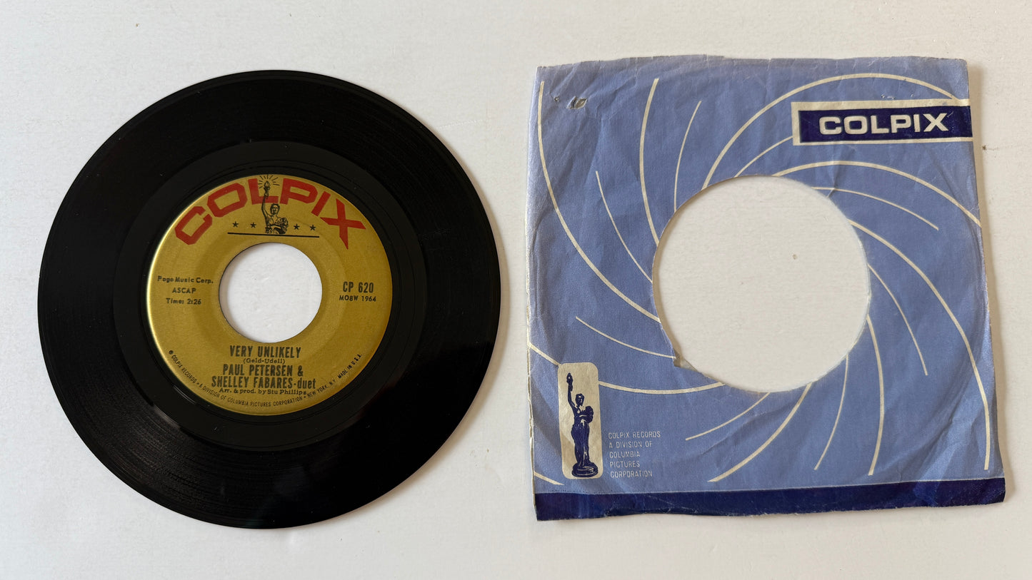 Paul Petersen She Can't Find Her Keys / Very Unlikely Used 45 RPM 7" Vinyl VG+\VG