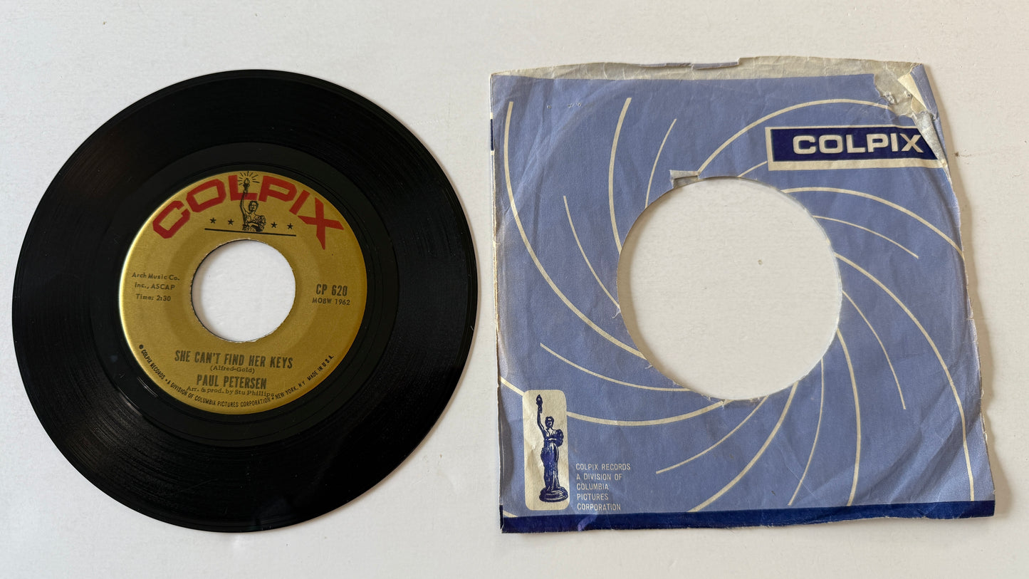 Paul Petersen She Can't Find Her Keys / Very Unlikely Used 45 RPM 7" Vinyl VG+\VG