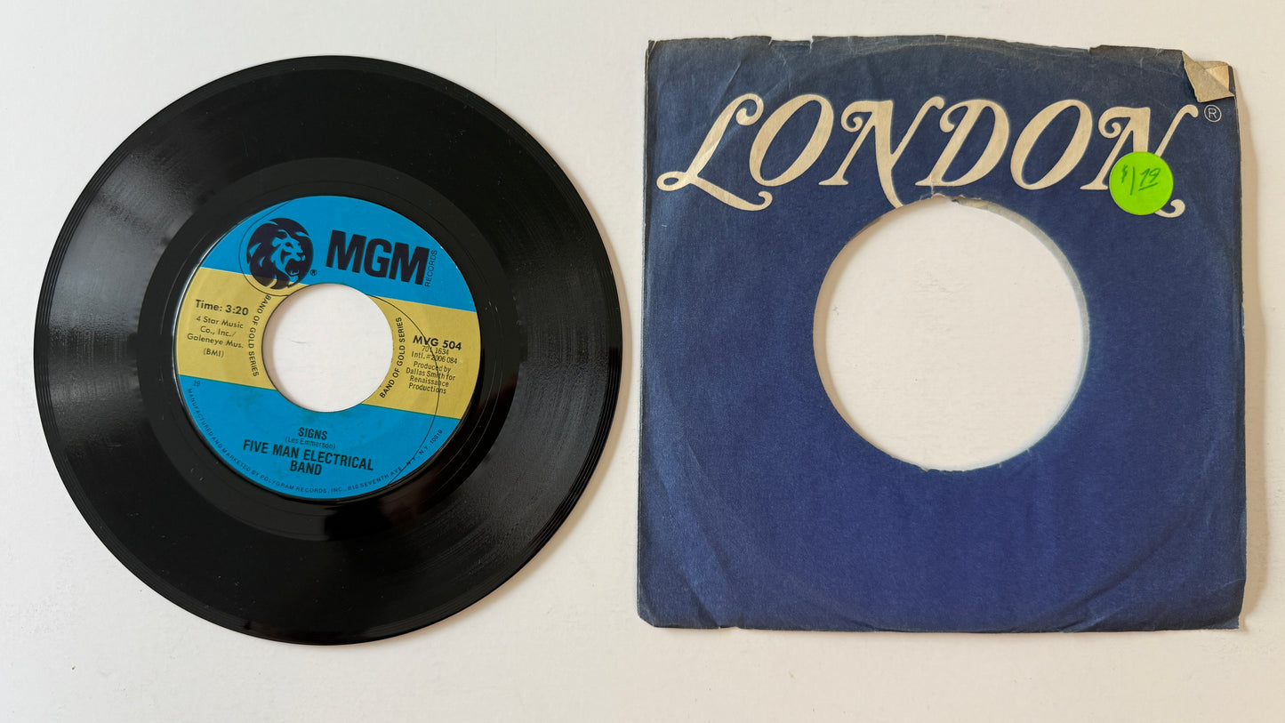 Five Man Electrical Band Signs Used 45 RPM 7" Vinyl VG+\
