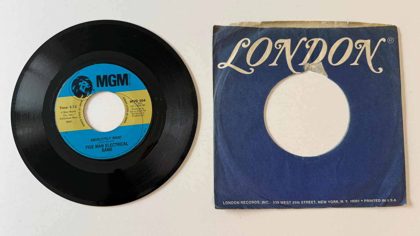 Five Man Electrical Band Signs Used 45 RPM 7" Vinyl VG+\