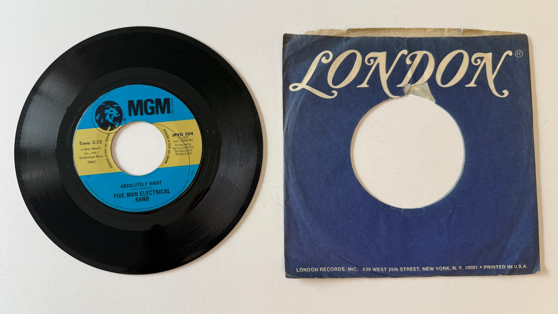 Five Man Electrical Band Signs Used 45 RPM 7" Vinyl VG+\