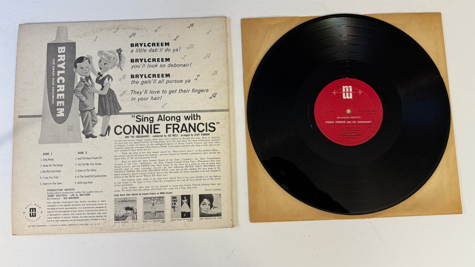 Connie Francis Sing Along With Connie Francis Used Vinyl LP VG+\VG