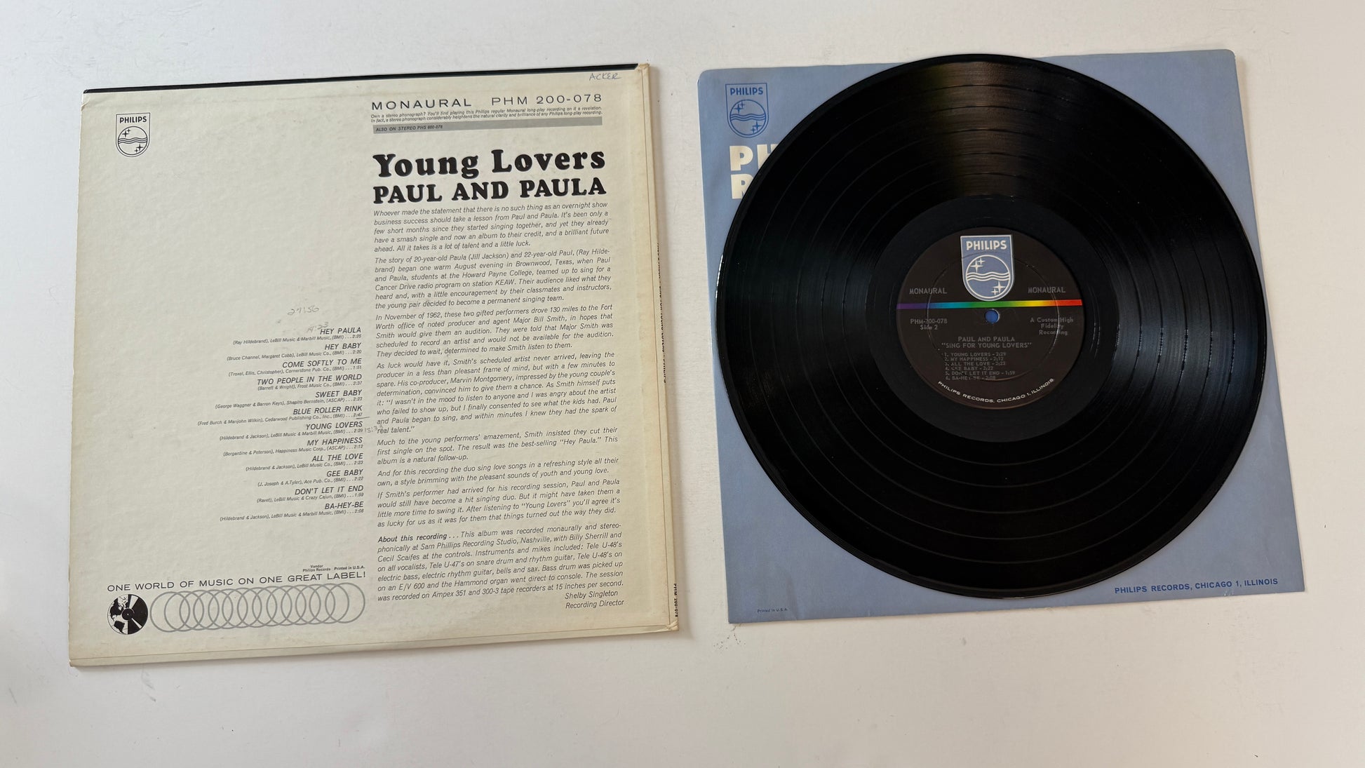 Paul & Paula Sing For Young Lovers Used Vinyl LP VG+\VG+