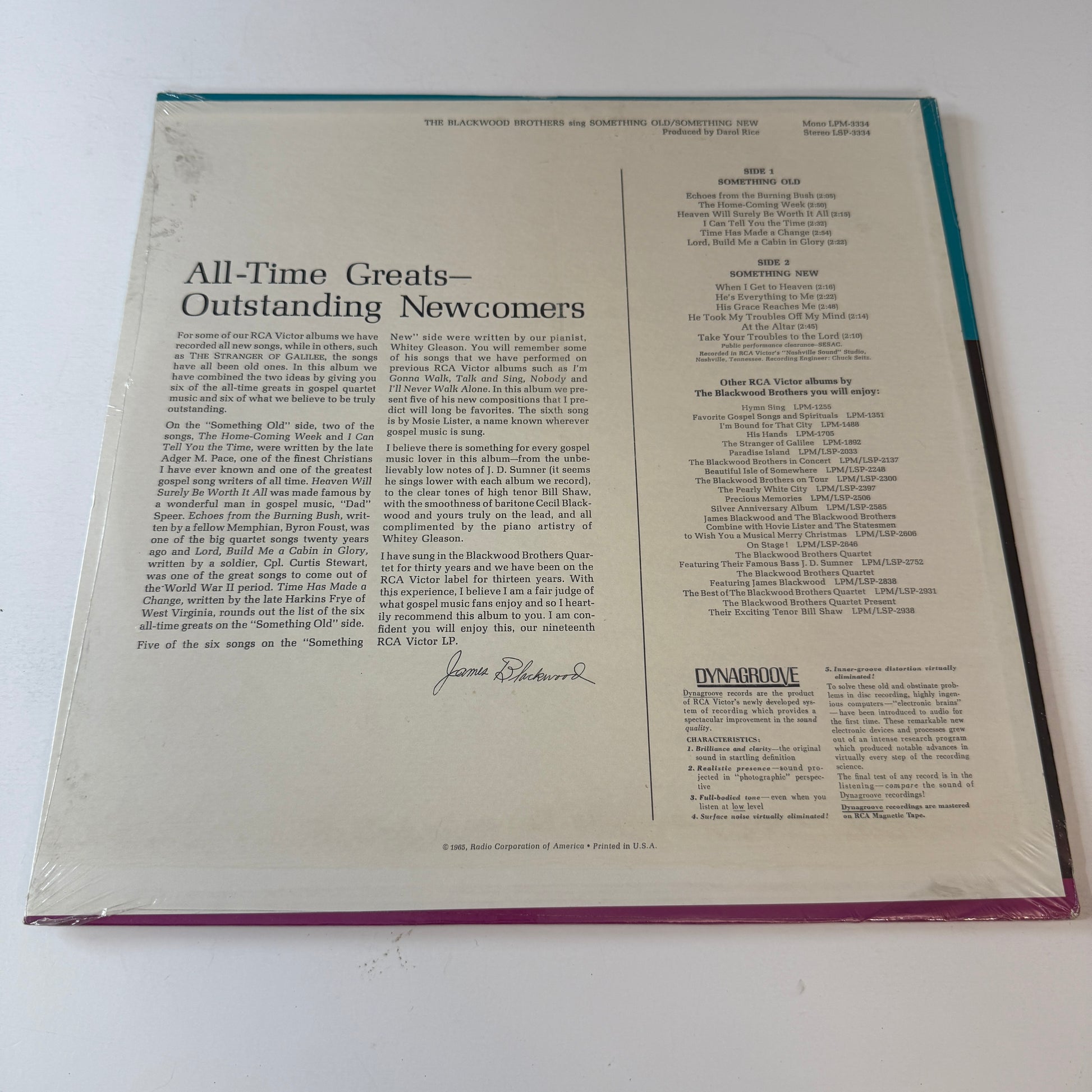 The Blackwood Brothers Quartet Sing Something Old Sing Something New New Vinyl LP M\VG+